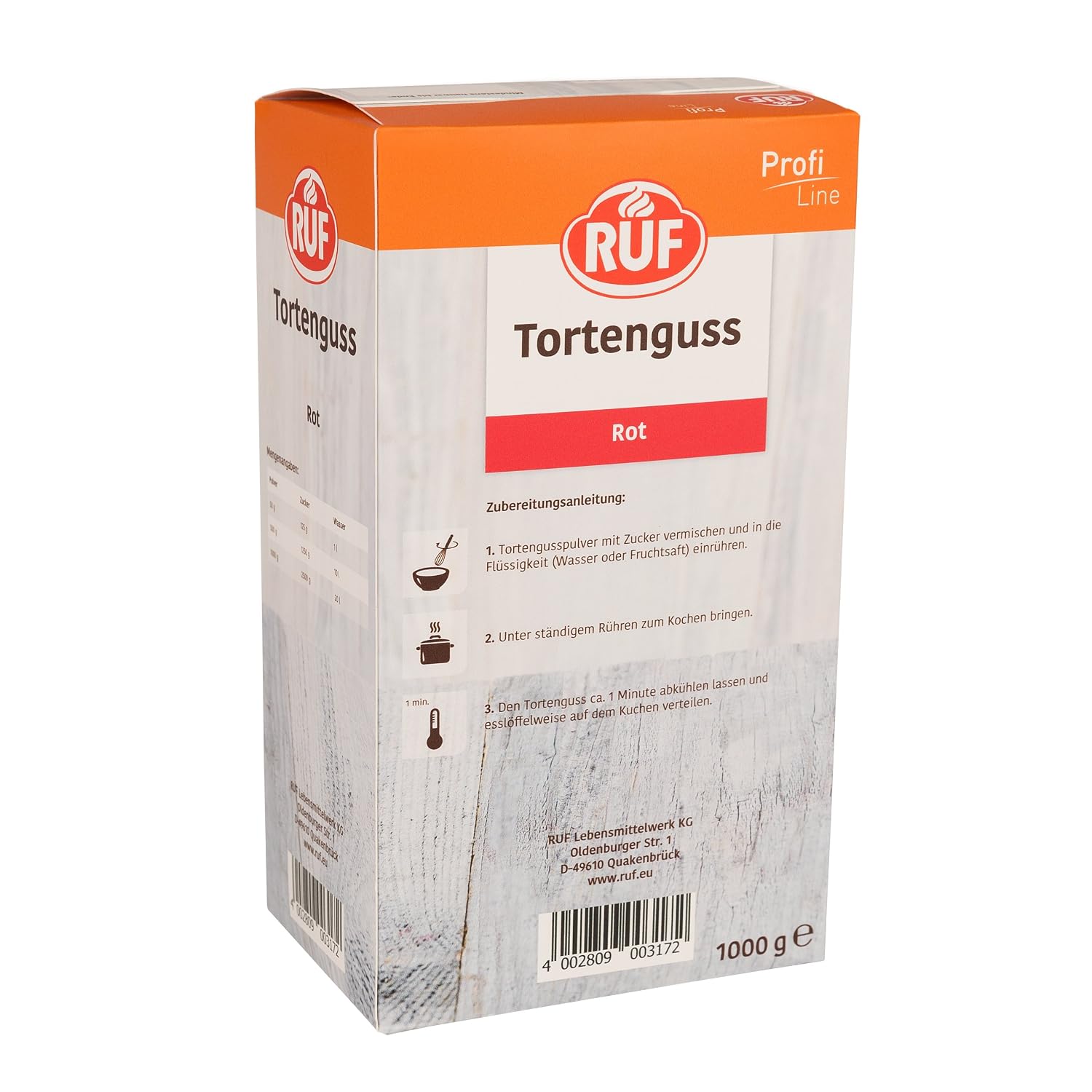 Detalle de RUF Tortenguss Rot (ohne Gelatine) – roter Überzug für Tortenboden, Obstkuchen und Tarte, 1x1000