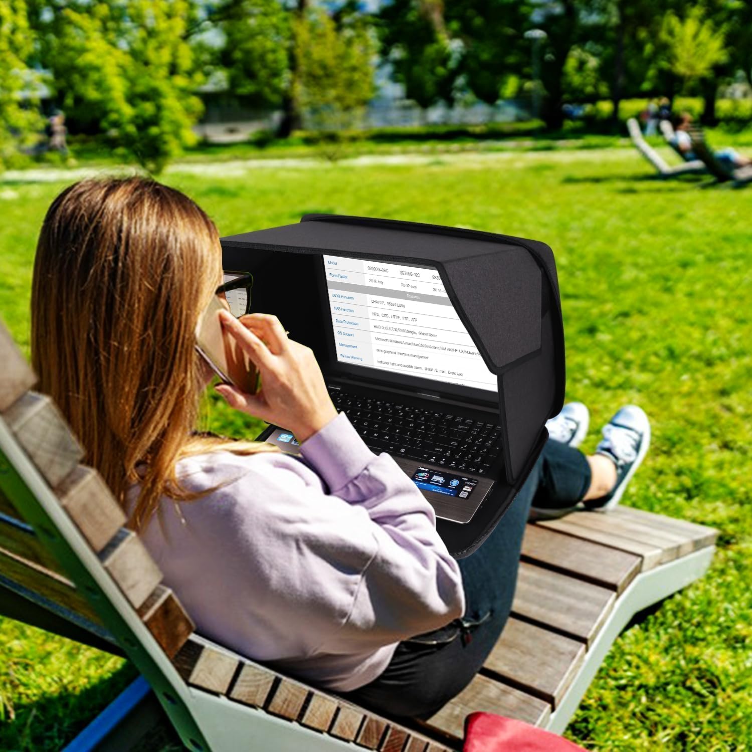 Thumbnail 5 de ZFFAFUR Foldable Laptop Sun Shade for 12-14 Inch Notebooks (Black)