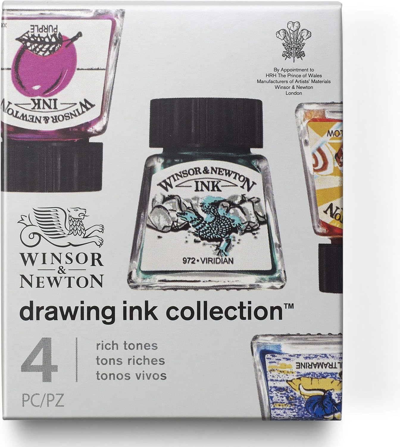 Winsor & Newton set di tinte per disegno a china (Zeichen Tusche) per bottiglie, 20 unità