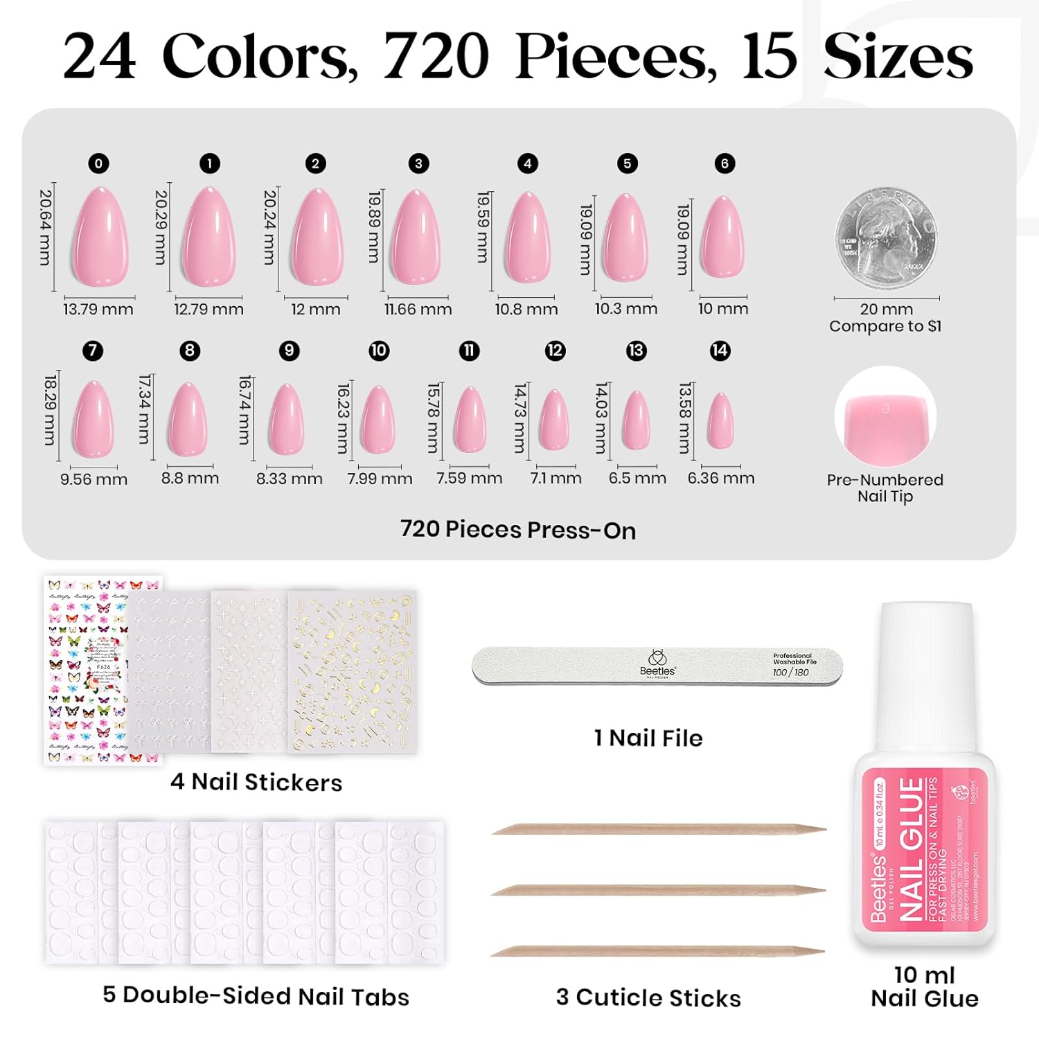 Thumbnail 4 de Beetles Press on Nails Kit 720pcs short almond press-ons 💅