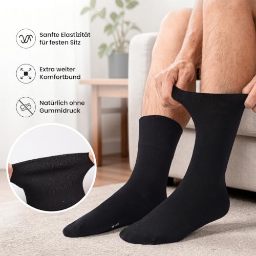 Thumbnail 2 de SukModen Diabetiker-Socken Herren & Damen – 10 Paar, ohne Gummibund, weiche Baumwolle, nahtloser Zehenbereich, Schwarz