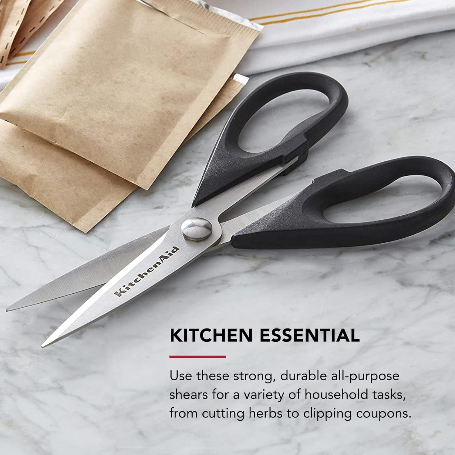 Thumbnail 1 de KitchenAid All Purpose Kitchen Shears with Protective Sheath (Dishwasher Safe) — Durable Stainless Steel, Soft-Grip Handle, Black