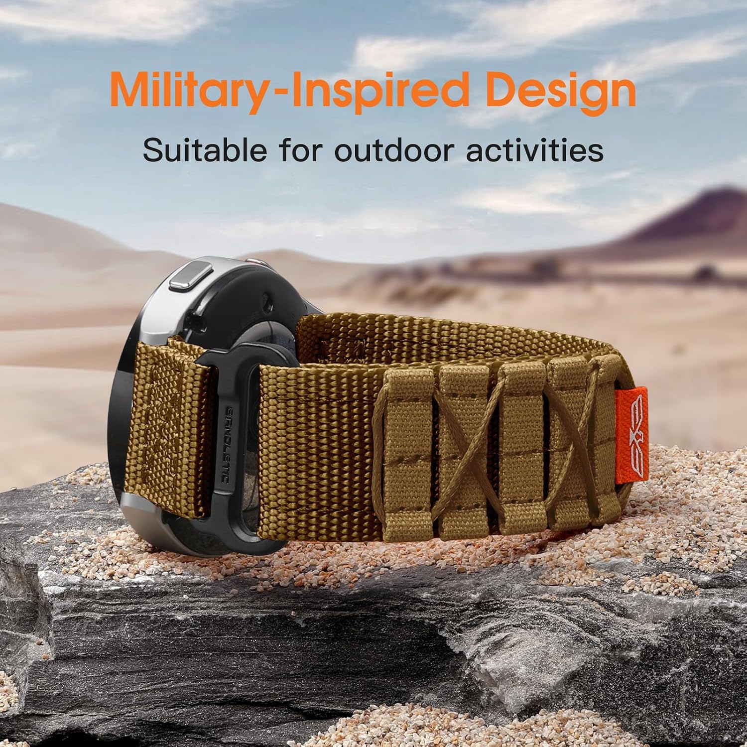 Detalle de Bandletic Nylon Strap for Samsung Galaxy Watch (20mm) – S/L Tan