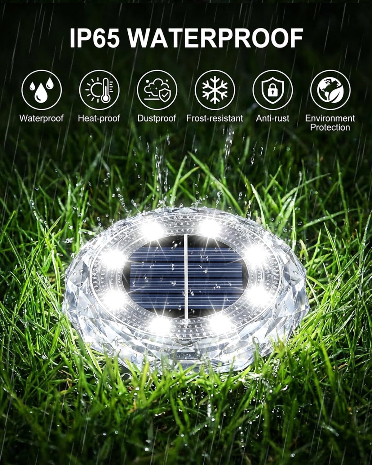Thumbnail 3 de KALAHOL 16 Pack Solar Ground Lights (8 LEDs each) – IP65 outdoor solar pathway lighting