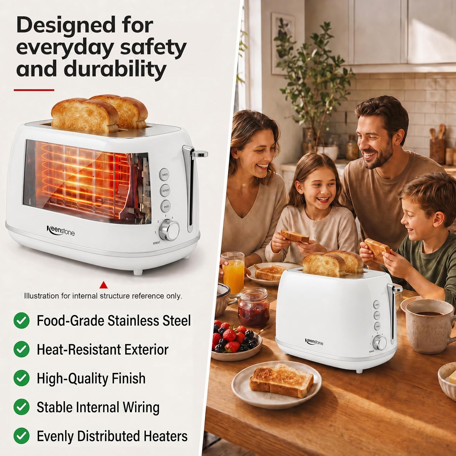 Detalle 1 de Keenstone Toaster 2-Slice Wide Slot ๐