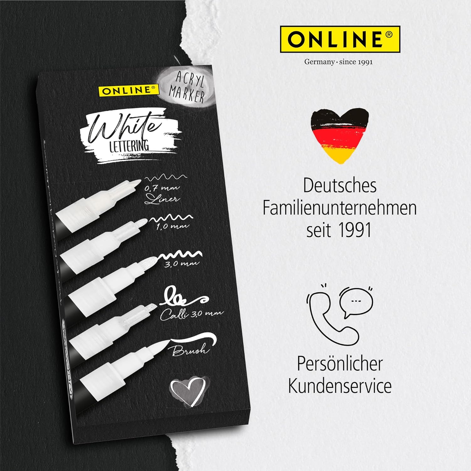 Thumbnail 6 de Online 5er-Set Handlettering-Stifte Weiß – Weißer Acryl-Marker für Brush Pen, Fineliner & Kalligrafie