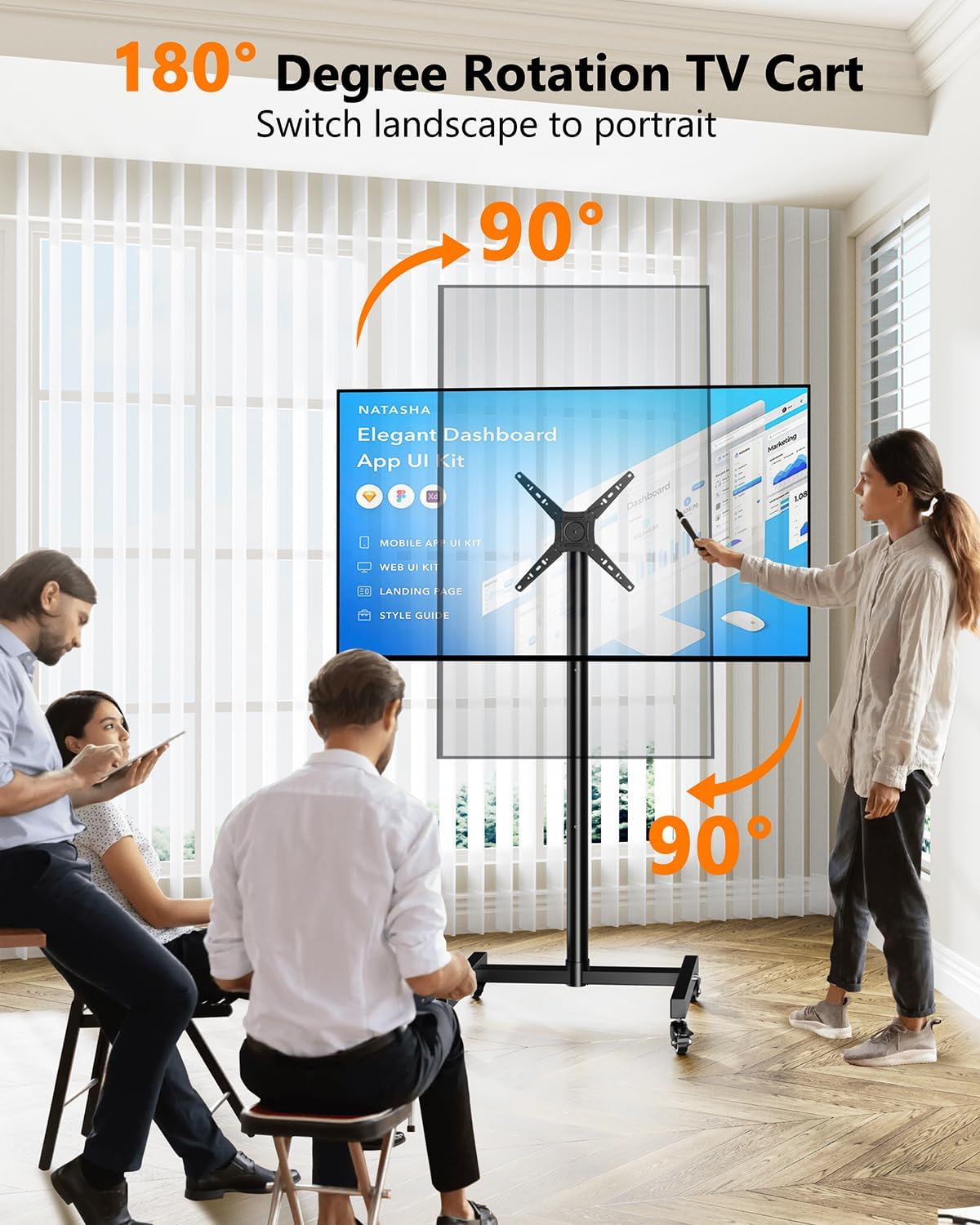 Detalle 2 de WHYFONE Mobile TV Stand on Wheels 17-50in