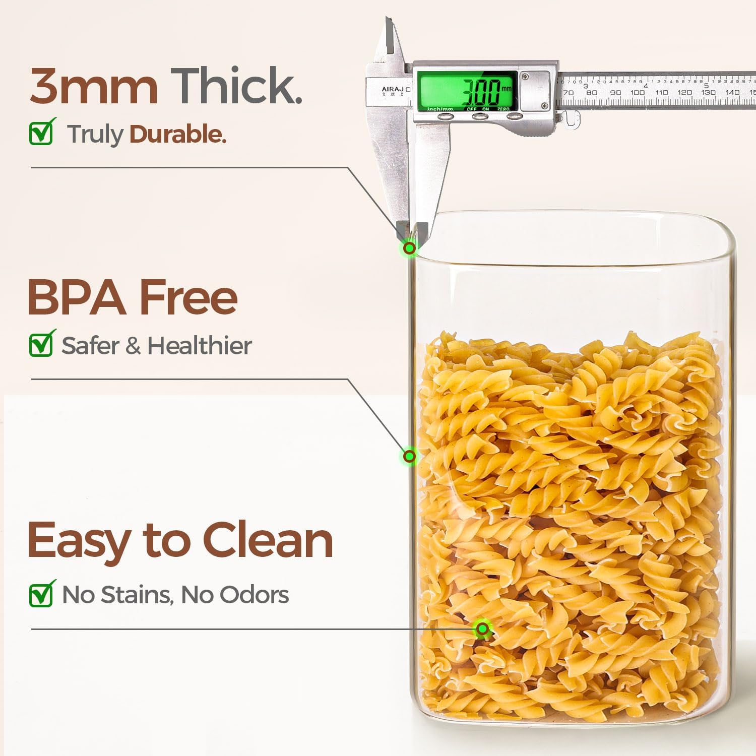 Detalle 2 de ComSaf 3.6 Qt Glass Food Storage Containers, Set of 2