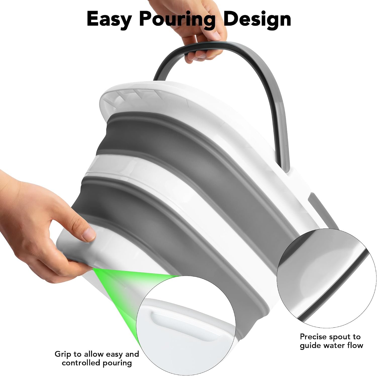 Detalle 2 de Large Collapsible Mop Bucket, 16L/4.2 Gallon – BPA-Free, 20% Thicker & Stronger with Easy Grip Handles