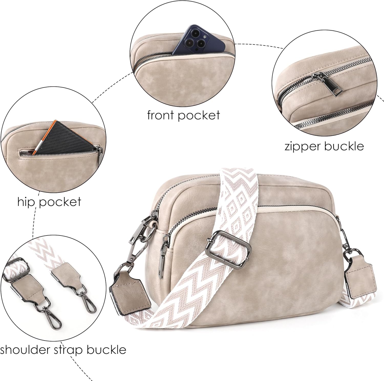 Thumbnail 3 de TANTOMI Small Leather Crossbody Bag for Women: A Practical Everyday Crossbody with Adjustable Strap