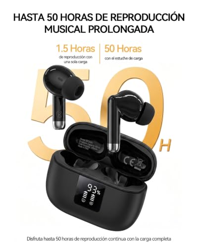 Detalle 2 de Unico Auriculares Inalámbricos Bluetooth 5.3 con pantalla LED, 4 micrófonos ENC y autonomía de 50 h