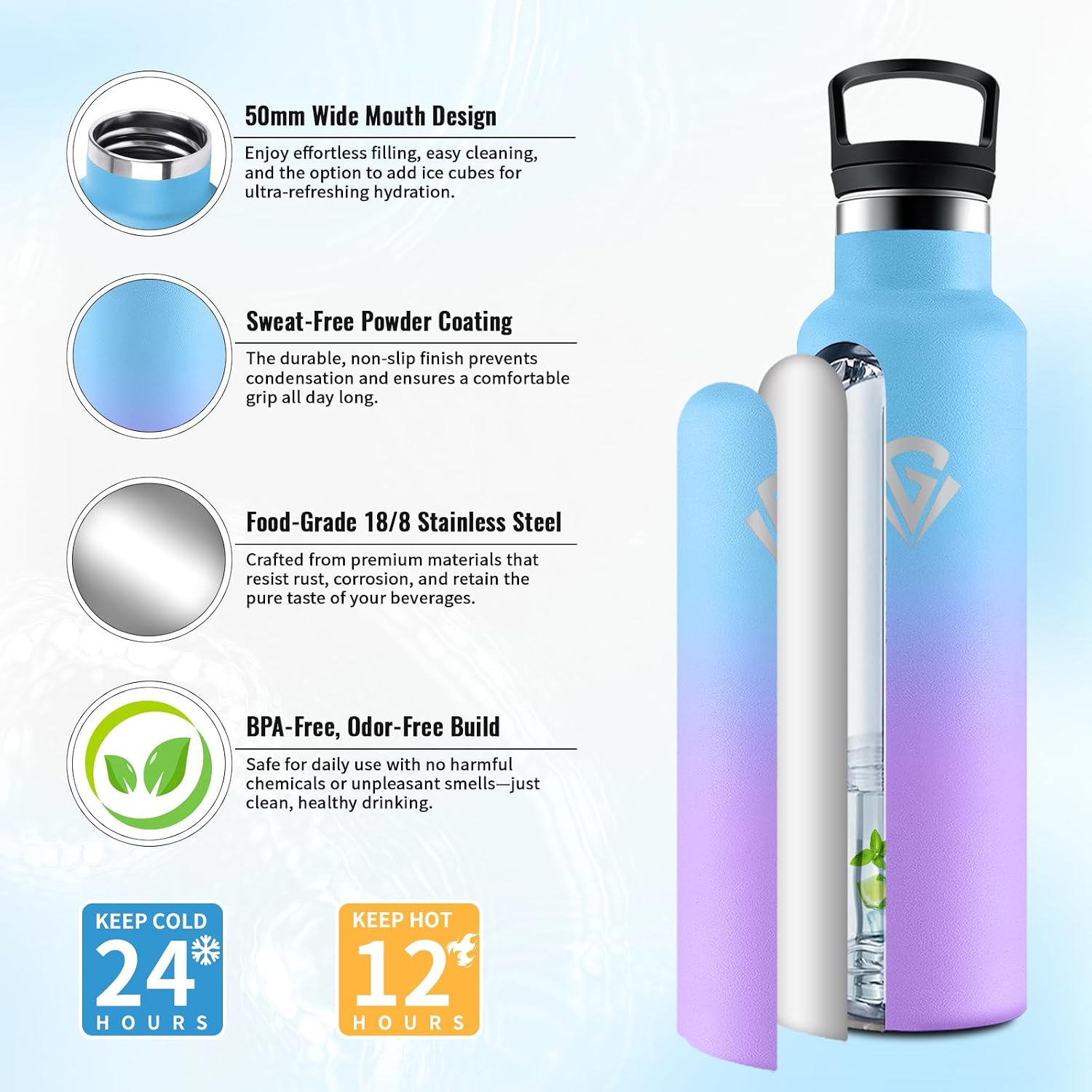 Detalle 2 de JAPORIA Gourde Isotherme 750ml pour sport et randonnée