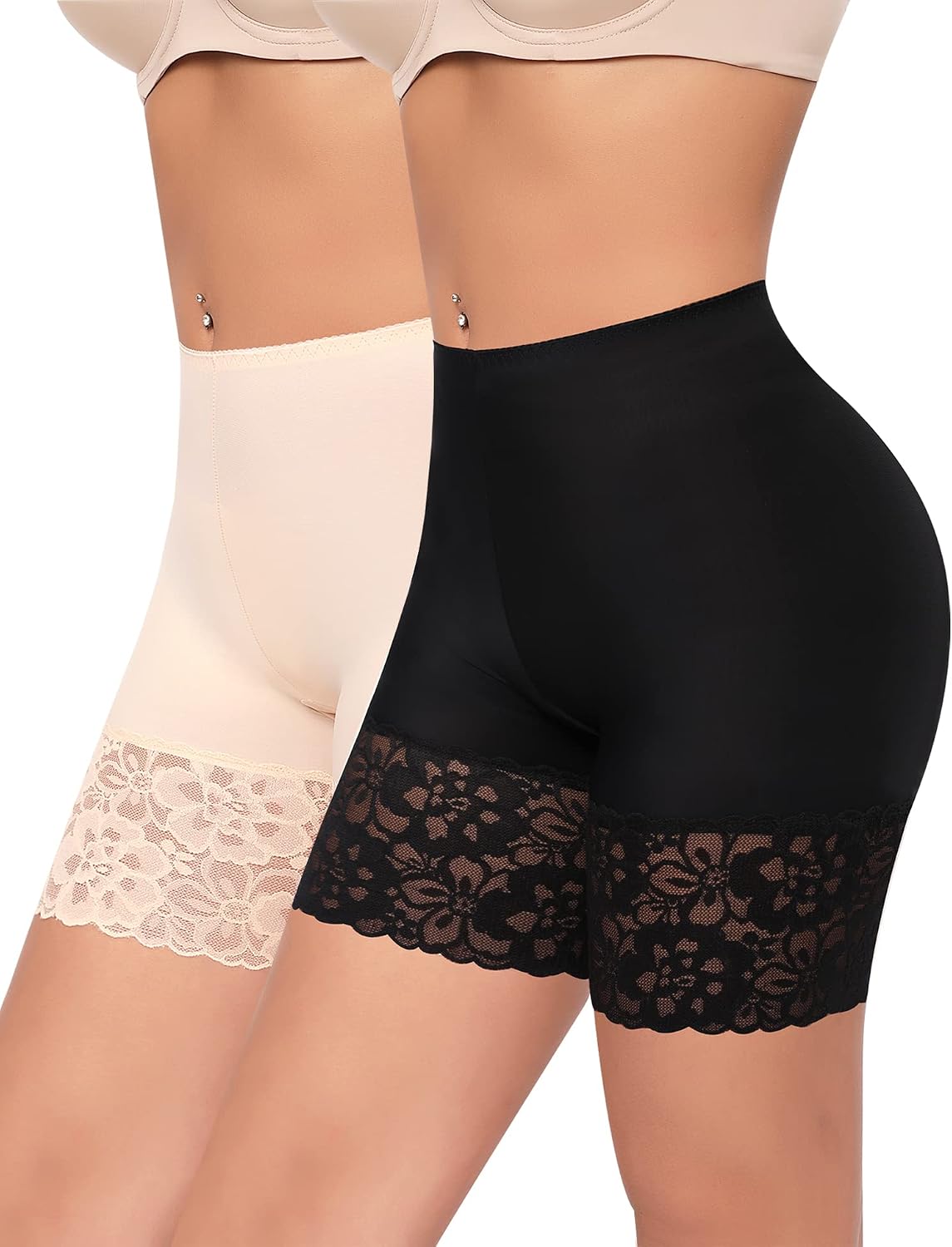 Detalle de YARRCO Damen Unterhose Spitze Radlerhose Kurz – Anti-Chafing Slipshorts