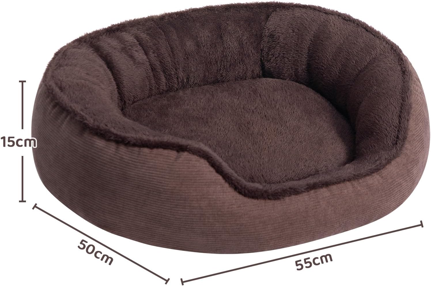 Detalle 2 de Hollypet Round Cat Bed & Small Dog Bed – 55x50x15 cm, Coffee