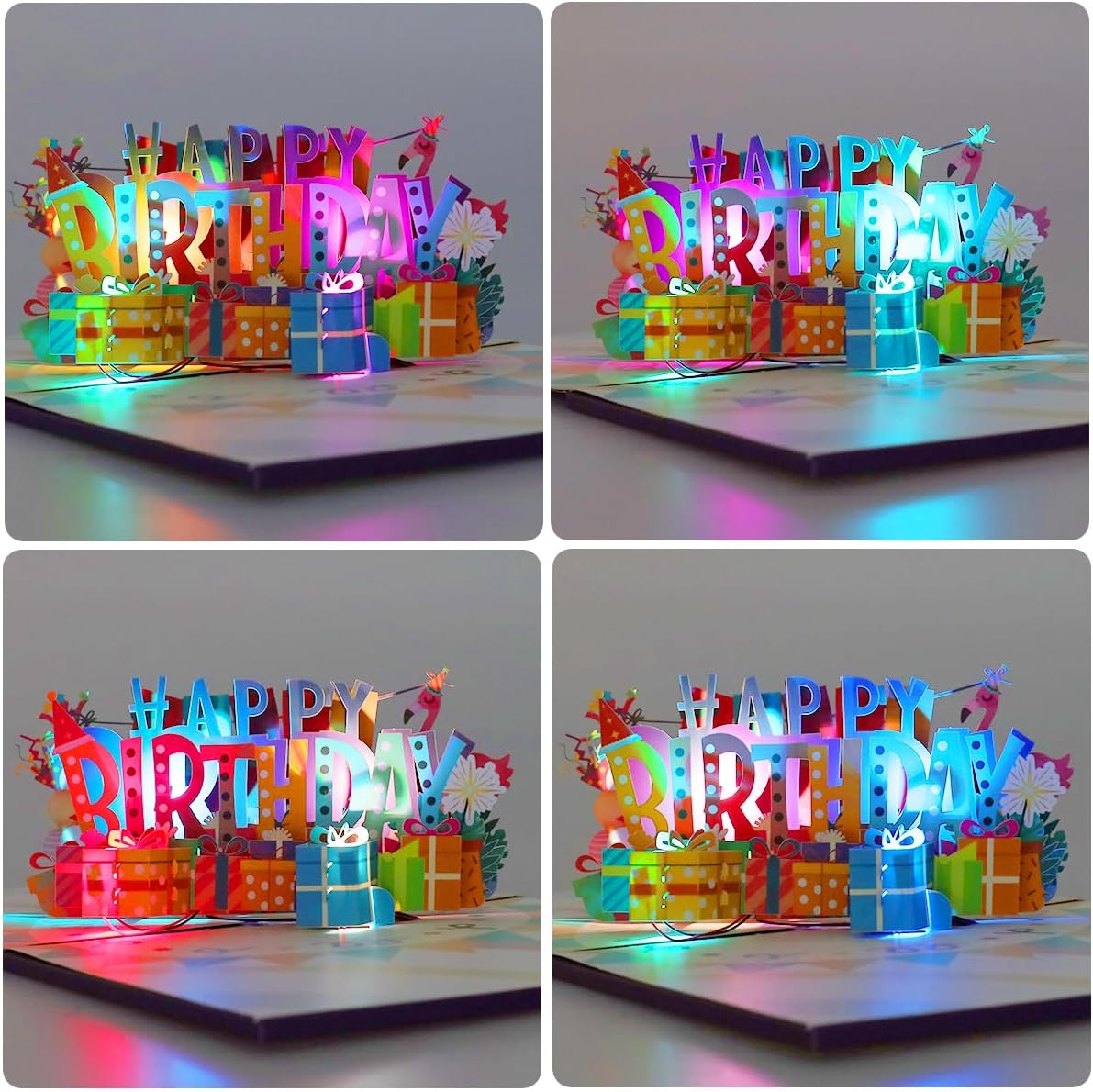 Thumbnail 3 de CNLITHEKA 3D Musical Birthday Cards Pop Up – Flamingo Geburtstagskarte mit Licht & Musik, mit Umschlag