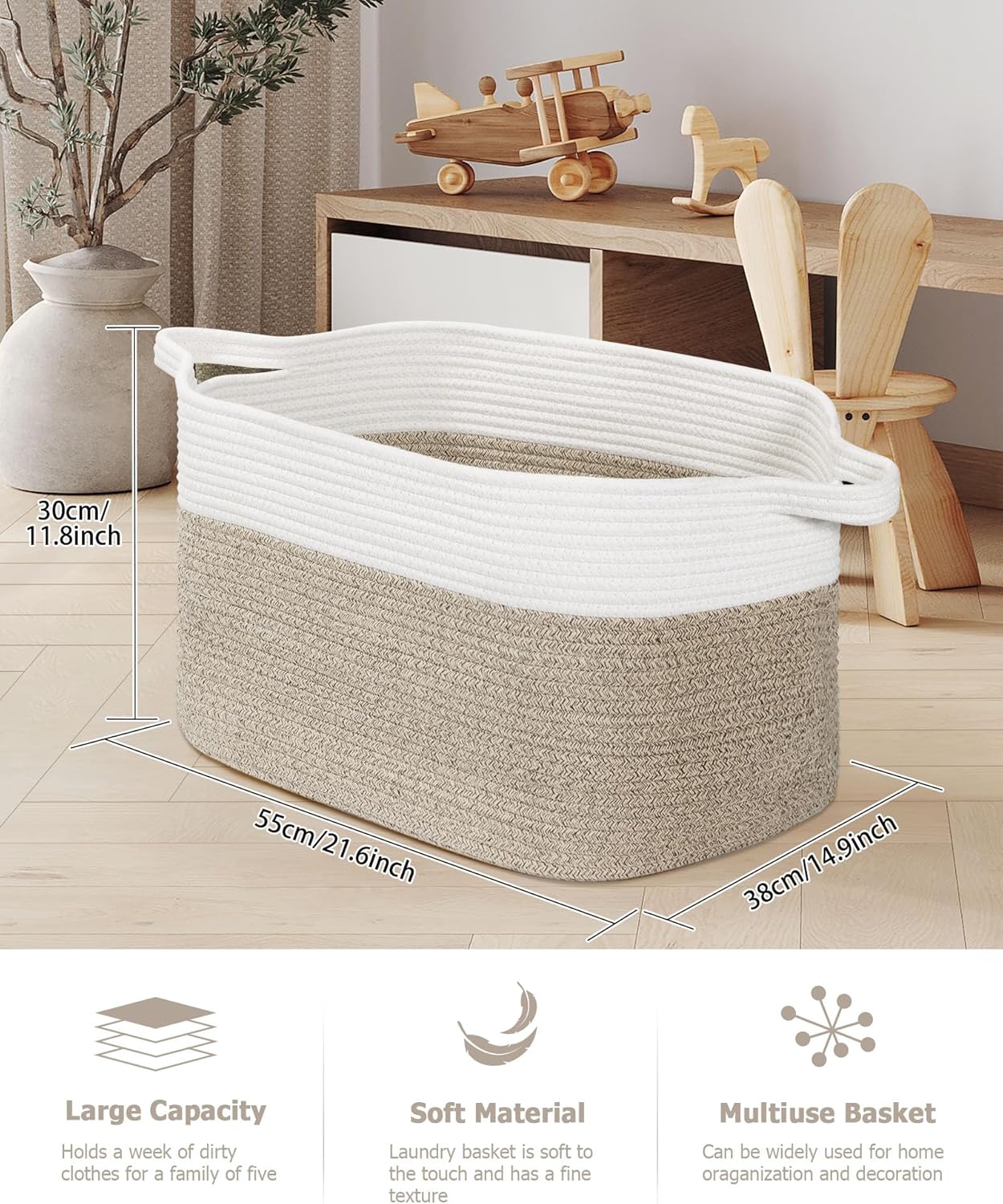 Detalle de JOJOSEE Large Storage Basket 55x38x30 cm