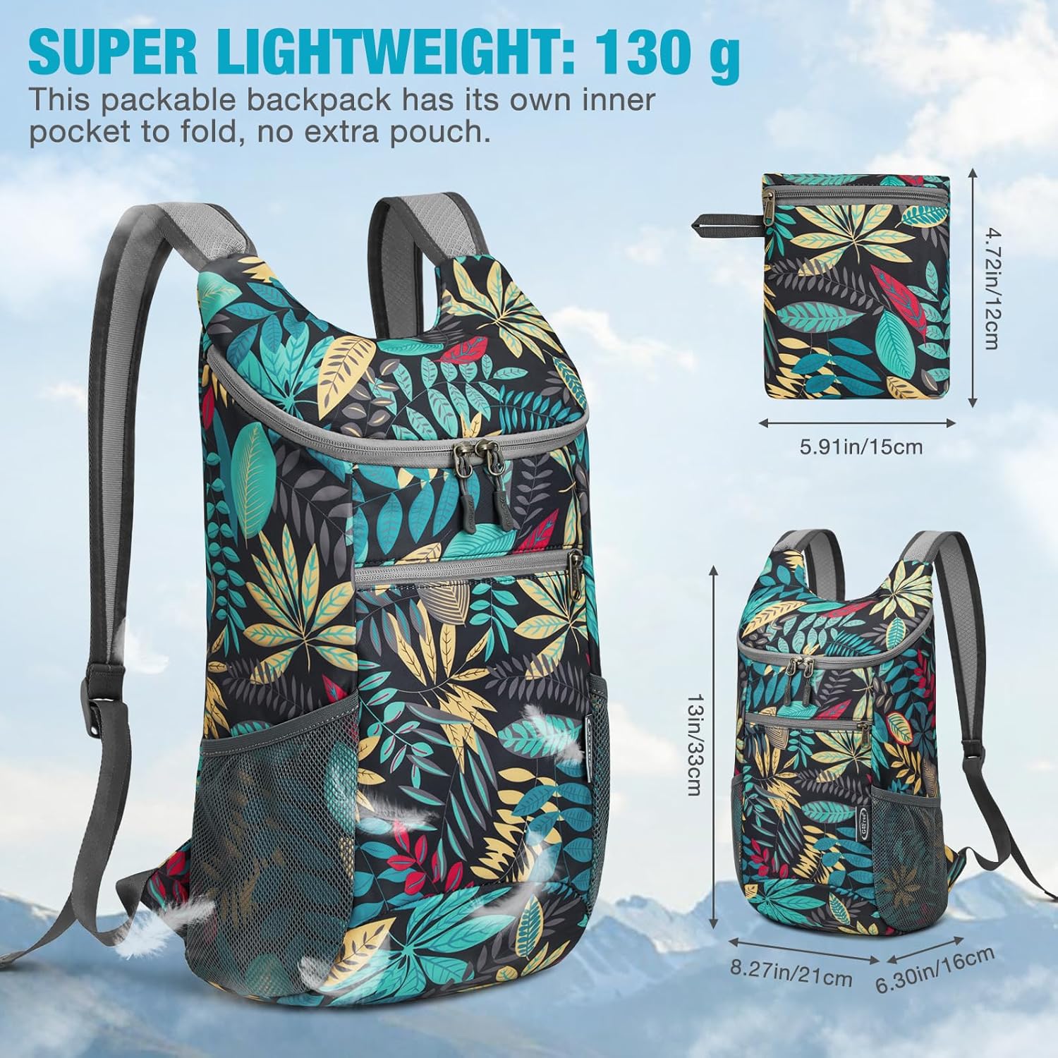 Thumbnail 4 de G4Free ultraleichter faltbarer Rucksack mit 11 l für Reisen, Wandern und Radfahren