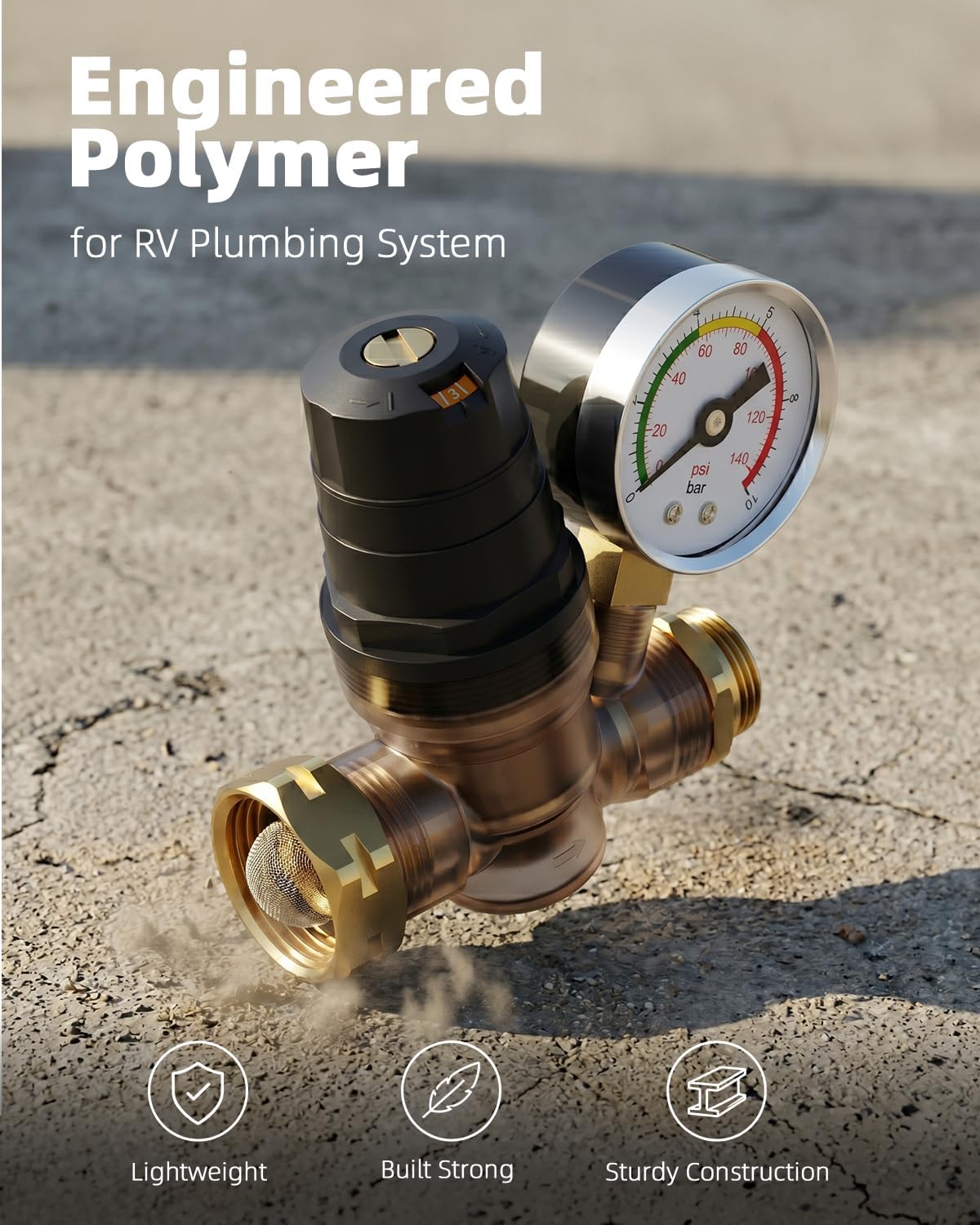 Thumbnail 2 de FOCSPROD RV Water Pressure Regulator with Gauge and Rotatable Scale