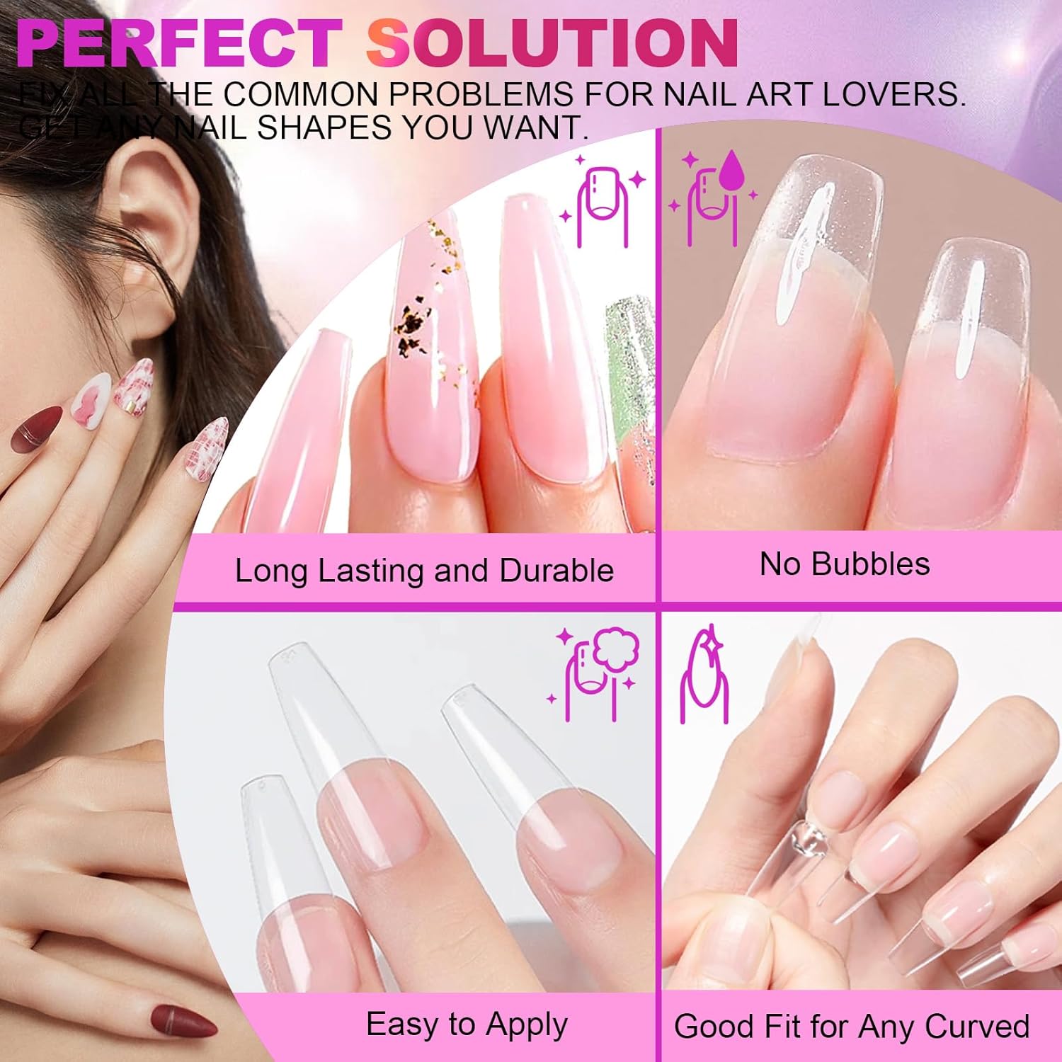 Detalle de 2X8ml Colle Faux Ongles UV 6 en 1 Professionnelle — Colle Capsule Extra Forte et Transparente