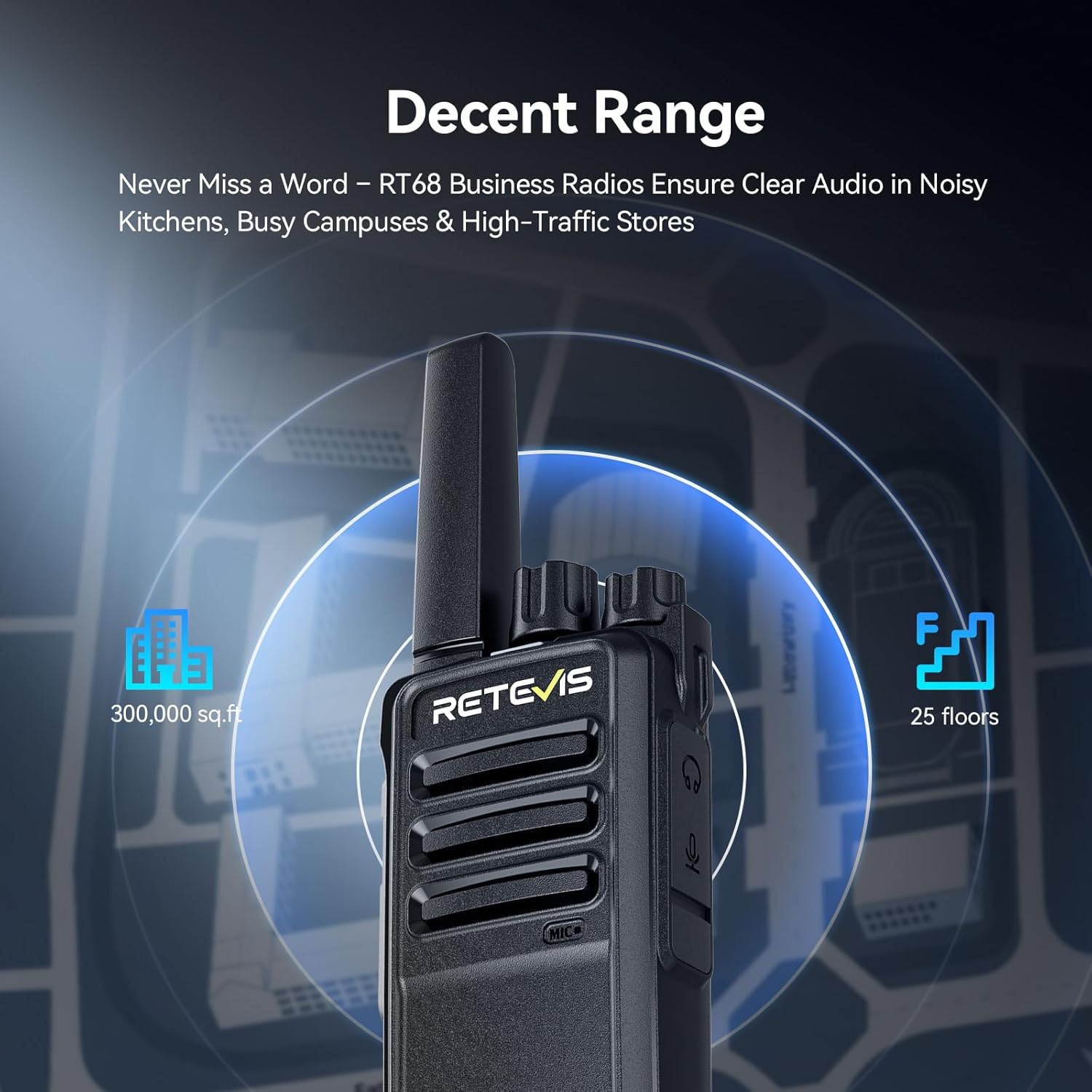Detalle de Retevis RT68 6‑pack FRS walkie talkies