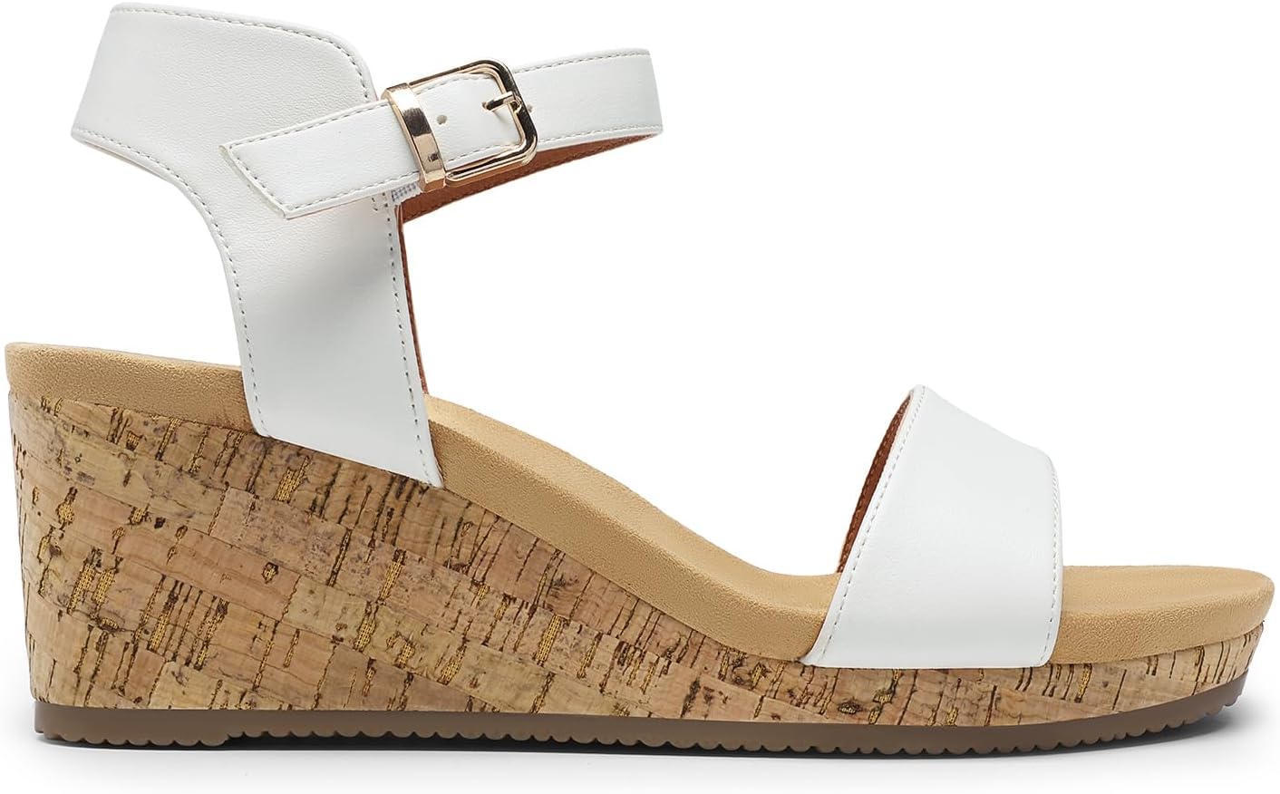 Detalle 2 de Dream Pairs Women’s Open Toe Buckle Ankle Strap Platform Wedge Sandals