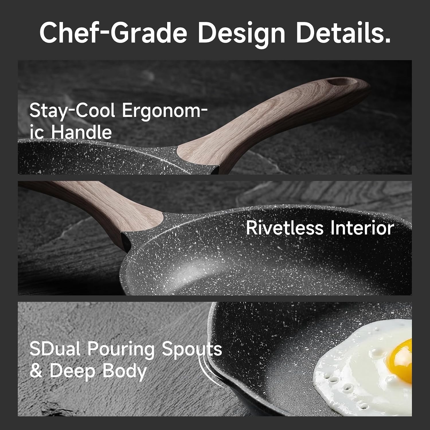 Detalle 2 de JEETEE 8 Inch Stone Coating Frying Pan 🥘
