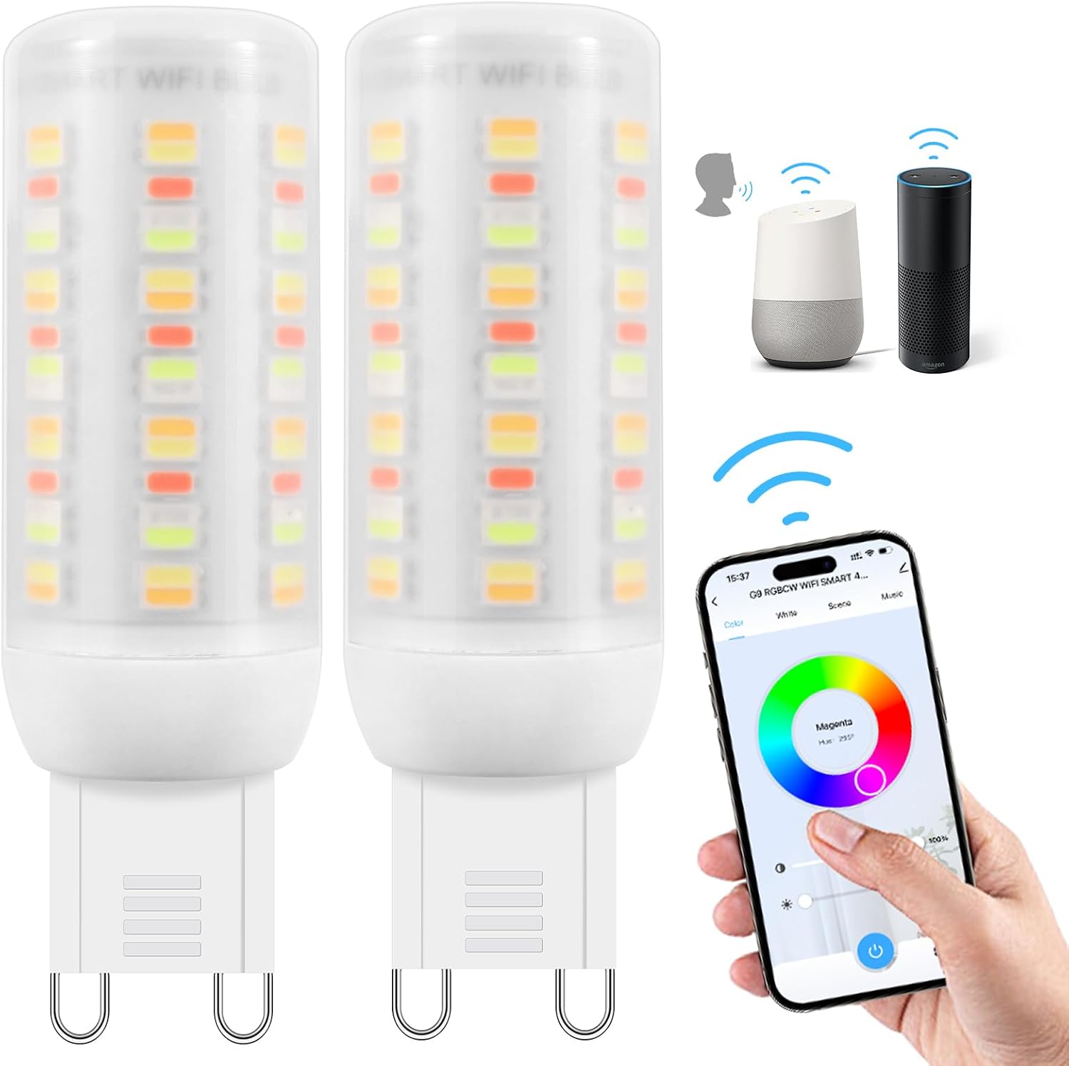 Detalle de I-SHUNFA G9-75LED-WIFI-RGB slimme G9-ledlampen, wifi, RGB en dimbaar