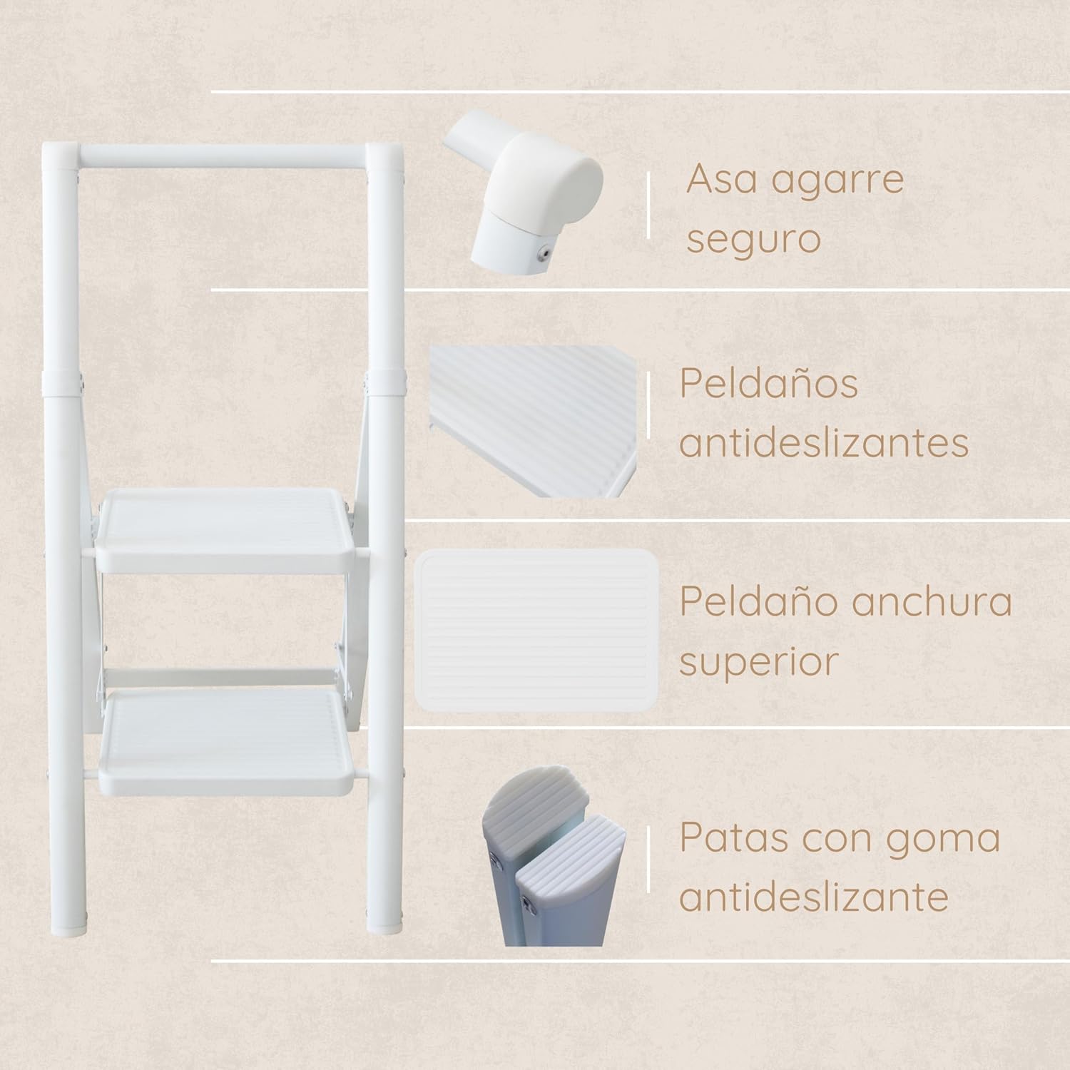 Thumbnail 3 de UABA Escalera plegable 4 peldaños 85 cm