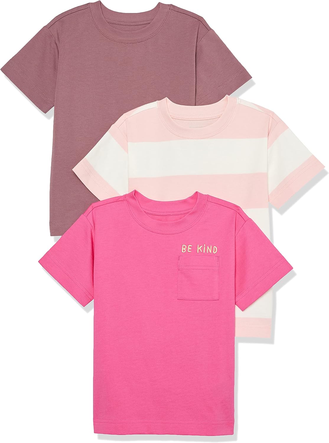 Detalle 2 de Amazon Essentials T‑Shirt a Maniche Corte Stile Moderno Unisex Bambini e Ragazzi – Pacco da 3
