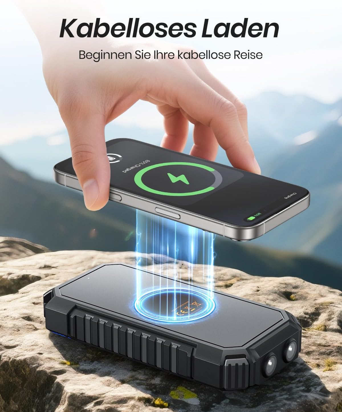 Detalle 2 de ADDTop Solar Power Bank 26800mAh Kabellos