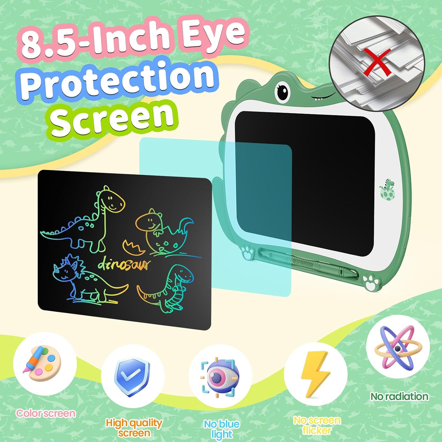 Detalle de Genialba 8.5 inch Dinosaur LCD Drawing Tablet for Kids ๐