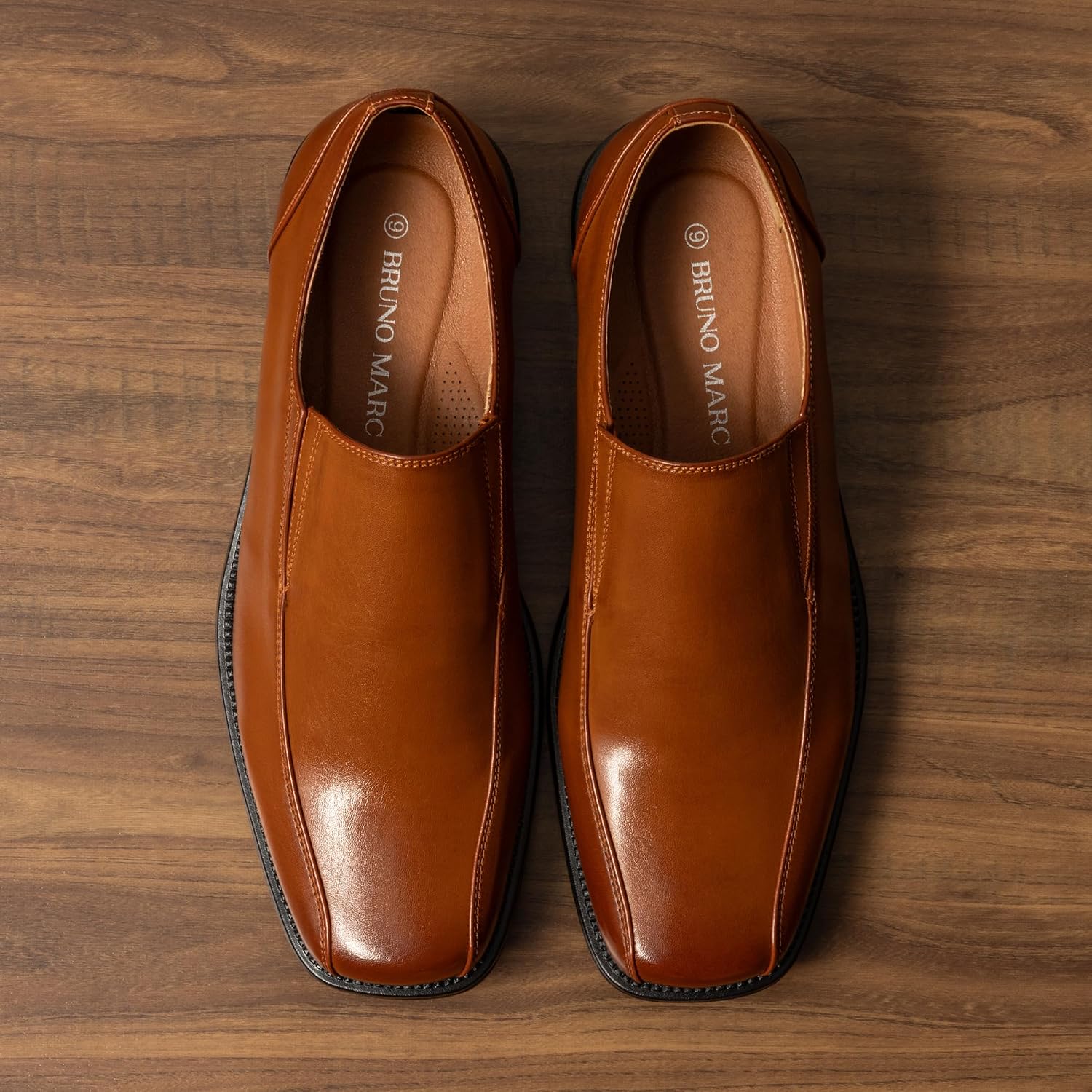 Detalle 2 de Bruno Marc Men's Wide-Width Slip-On Dress Loafers with Square Toe