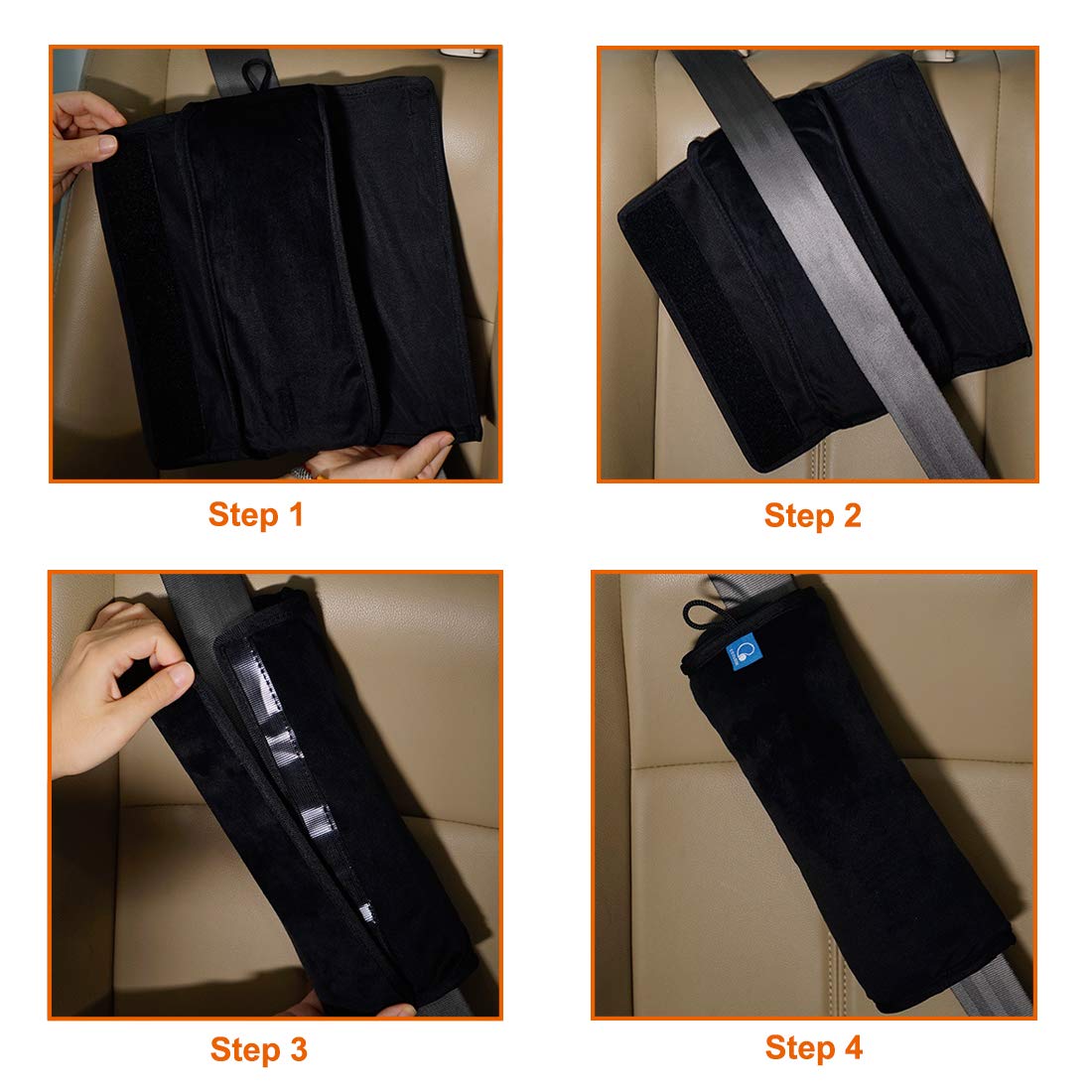 Thumbnail 6 de COOLBEBE Seat Belt Pillow for Kids, Soft Velvet Shoulder Pad, Black