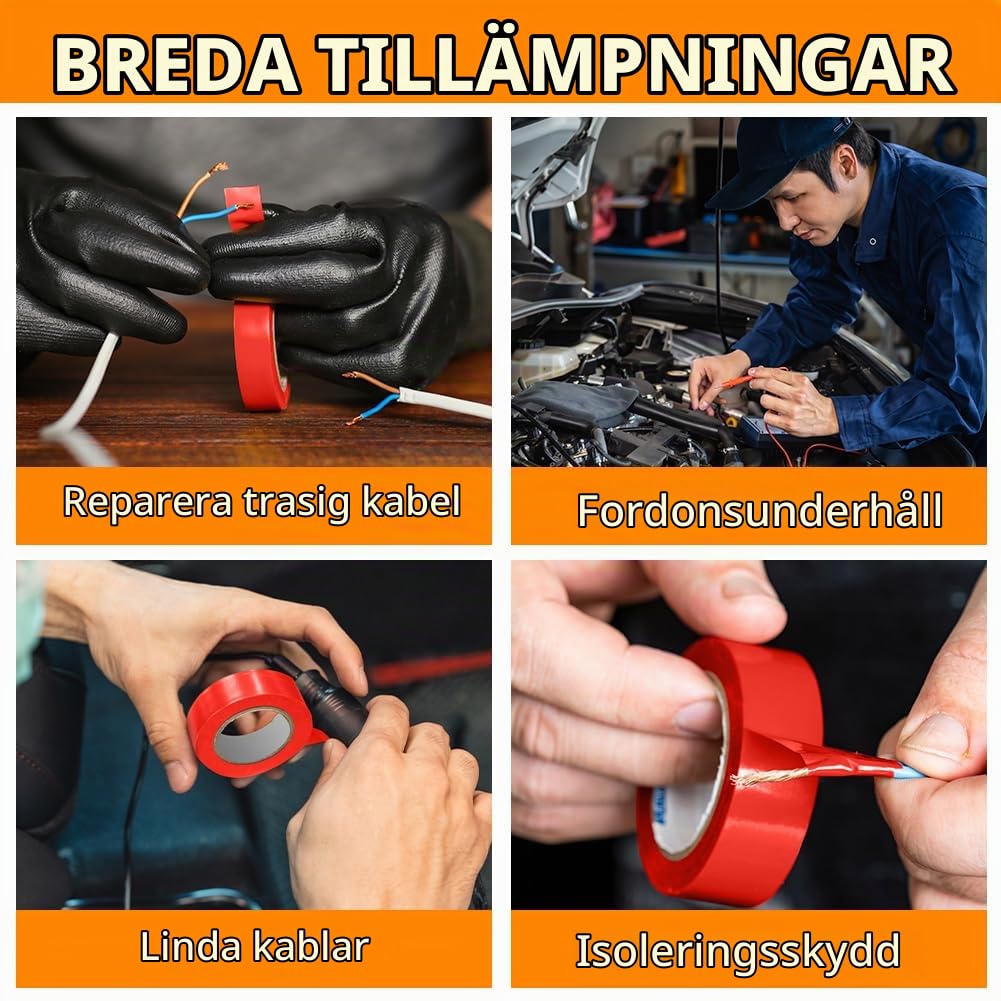 Thumbnail 6 de OFFCUP isoleringstejp i PVC, röd, 6 rullar à 19 mm x 20 m