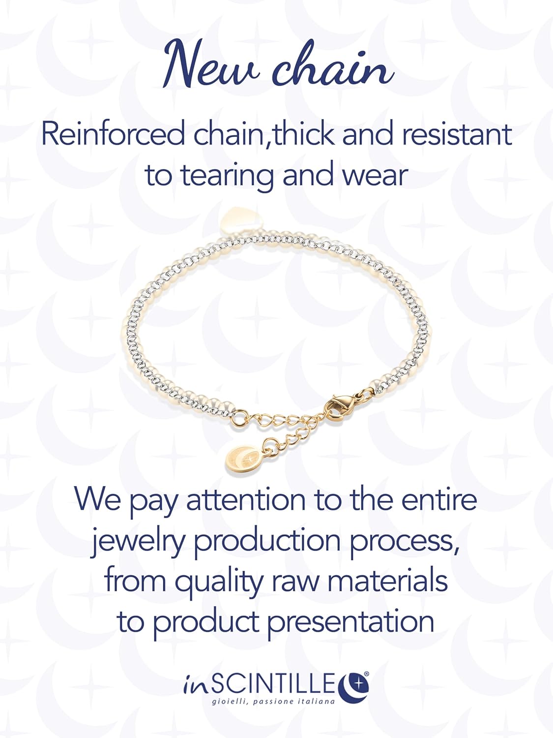 Detalle de inSCINTILLE Bracelet Femme Billes en Acier Inoxydable Avec Cœur – Longueur Réglable et Coffret Cadeau