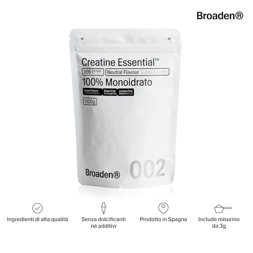 Thumbnail 6 de BROADEN Creatina Monoidrato in Polvere Senza Sapore 1,1 kg – 100% Micronizzata, Vegana e Senza Glutine