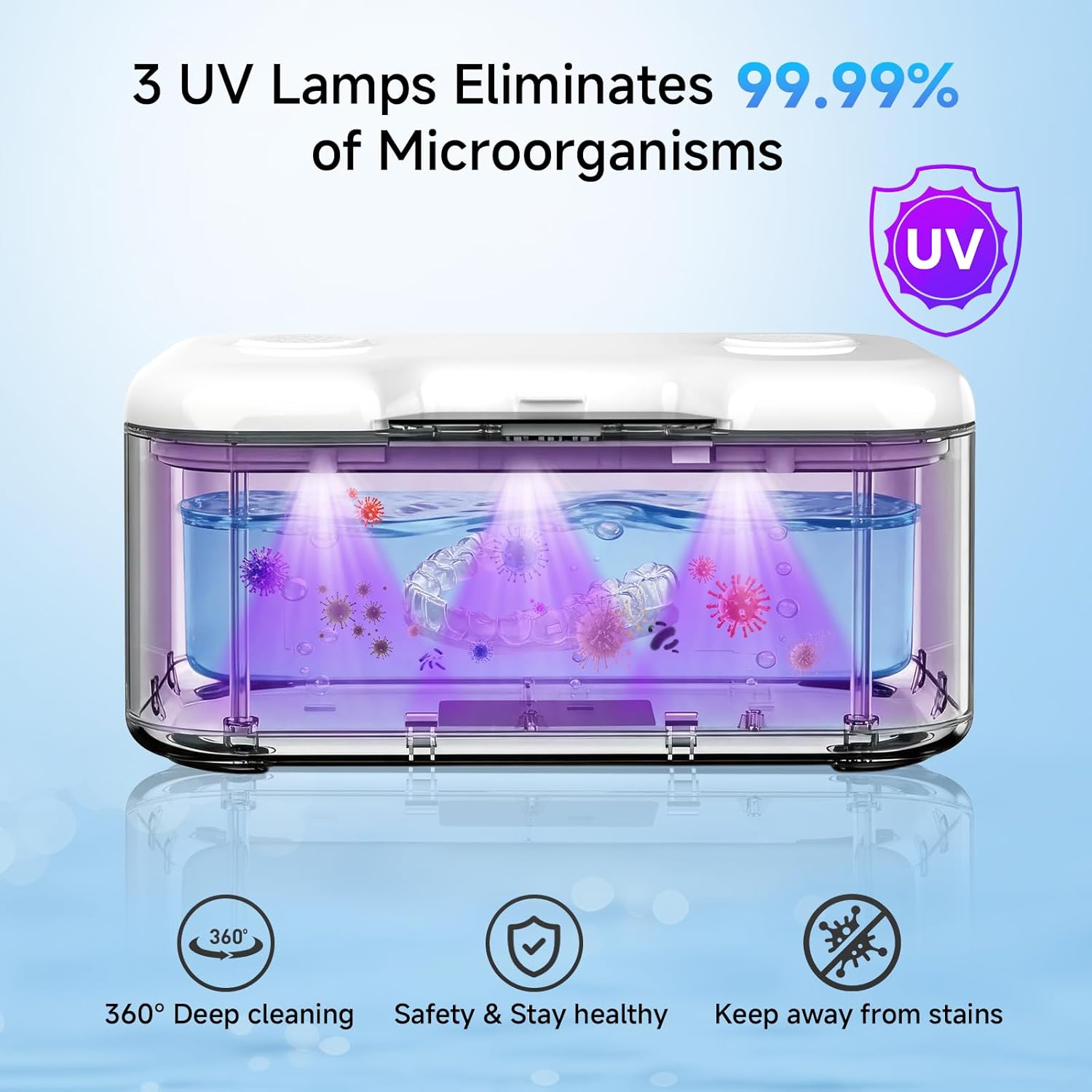 Detalle 2 de 500ml Ultrasonic Retainer Cleaner with UV | 45kHz Digital Display