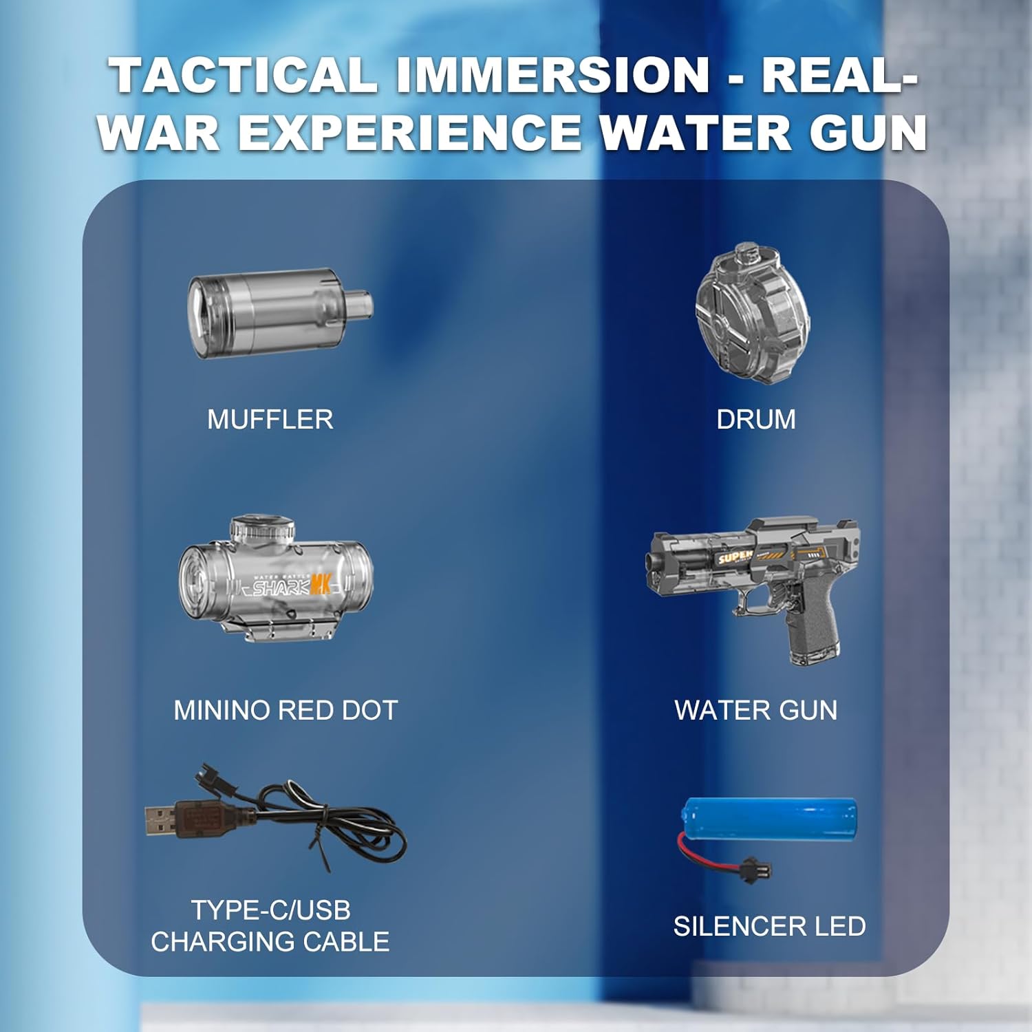 Thumbnail 6 de StimuVariety Electric Water Gun for Adults & Kids (Automatic Squirt Pistol, LED Lights) – Black