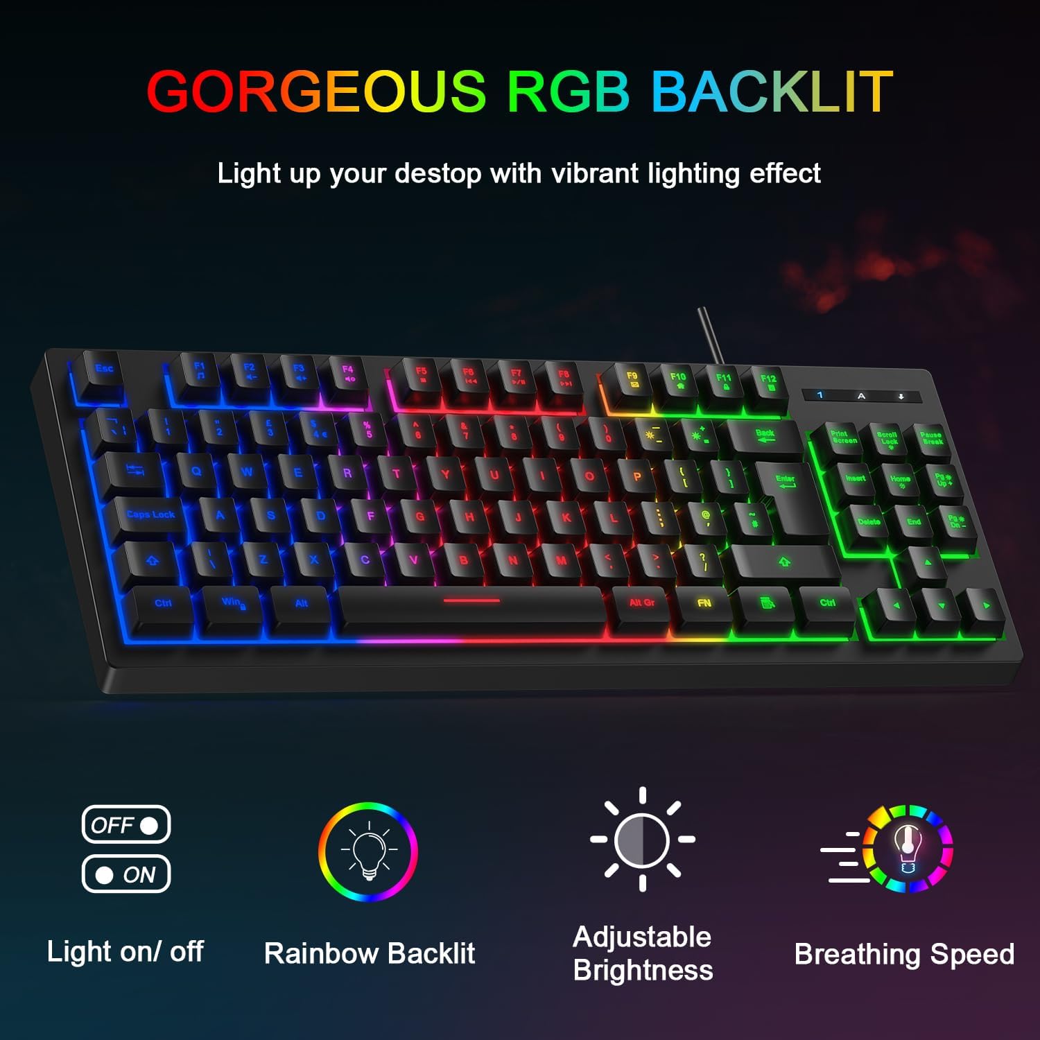 Detalle 2 de Rewurnth Gaming Keyboard and Mouse Set 75% RGB
