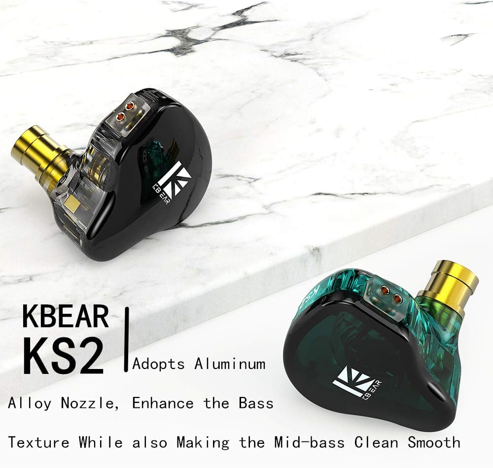 Detalle 2 de KBEAR KS2 Hybrid IEM Earphones, 1BA + 1DD, Detachable Cable, Blue-Purple