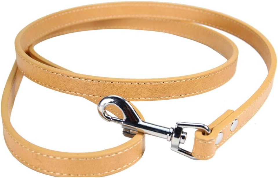 Detalle de 1Pcs Khaki PU Leather Dog Lead 1.5cm x 120cm for Small Pets