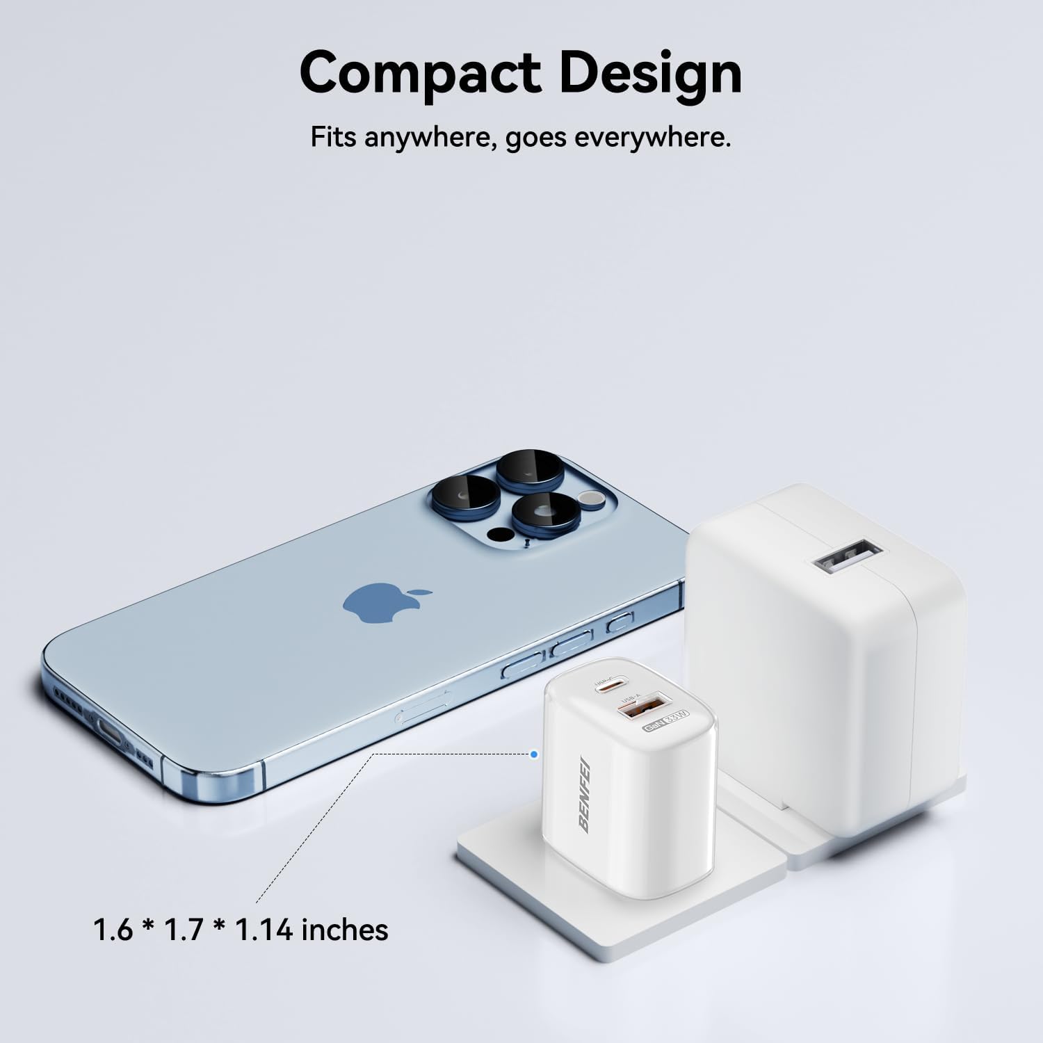Detalle 2 de BENFEI 33W GaN II USB-C Charger, 2-Port USB-C and USB-A, White