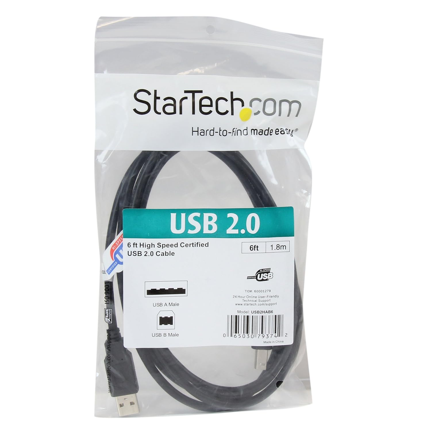 Thumbnail 3 de StarTech.com 6 ft USB 2.0 A to B Printer Cable (USB2HAB6) — Black