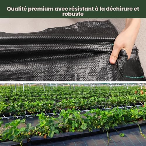 Thumbnail 6 de OUNUO Toile de Paillage Géotextile 2 m x 25 m – 90 g/m², Antimauvaises Herbes, résistant UV et perméable