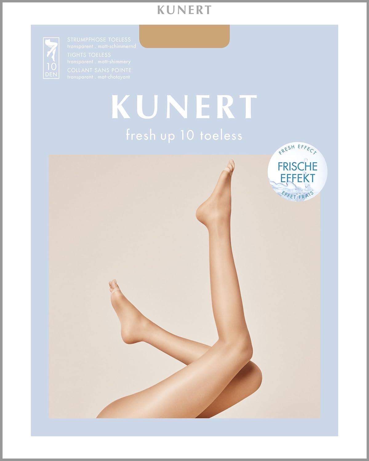 Detalle 2 de Kunert Collant Femme Beige (teint 3520), 10 den, Fresh Up toeless – taille 44-46