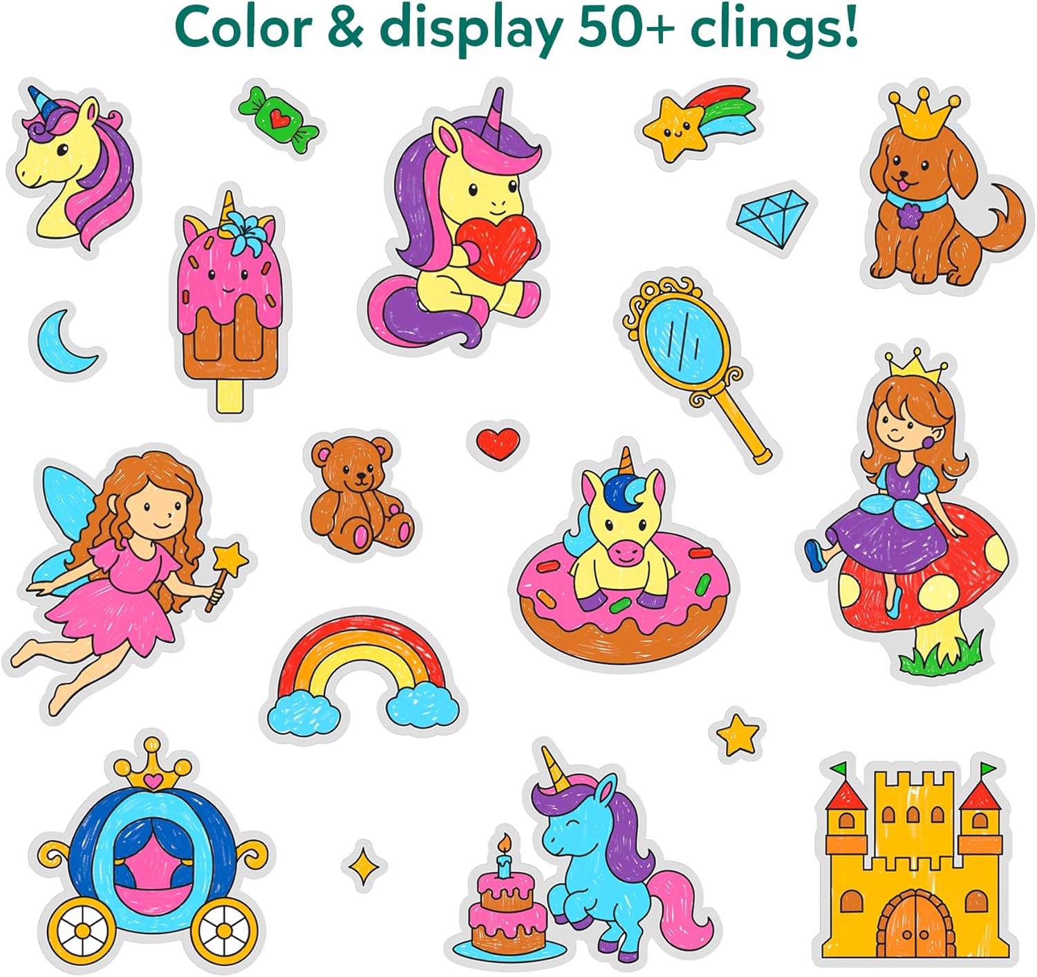 Thumbnail 5 de Skillmatics Cling Art – Colour Clingz Unicorns & Princesses