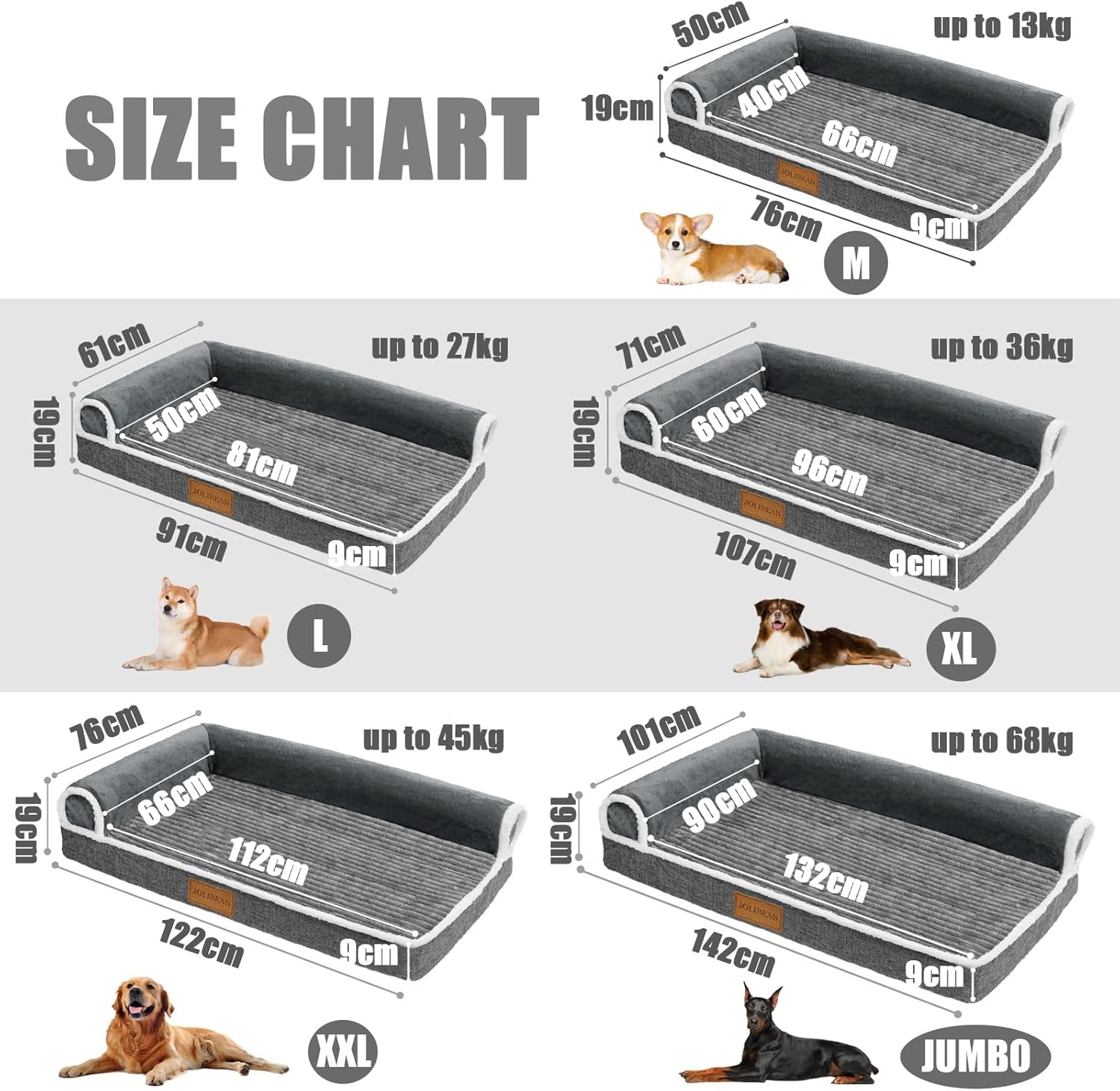 Detalle 2 de Jolibean Orthopedic XL Dog Bed – 122 x 76 cm for Large Dogs, Waterproof, Non-Slip Comfort