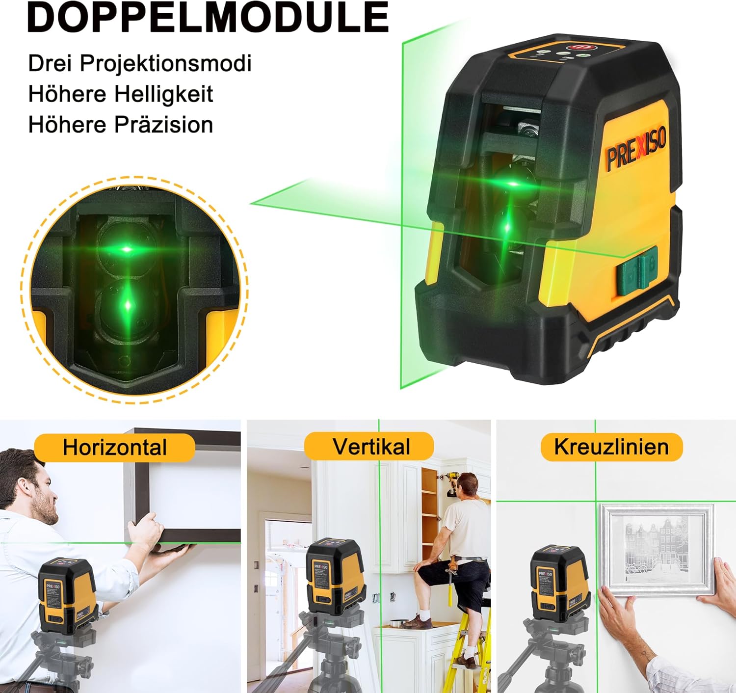 Detalle 2 de PREXISO Kreuzlinienlaser Grün 30 m für Renovierung