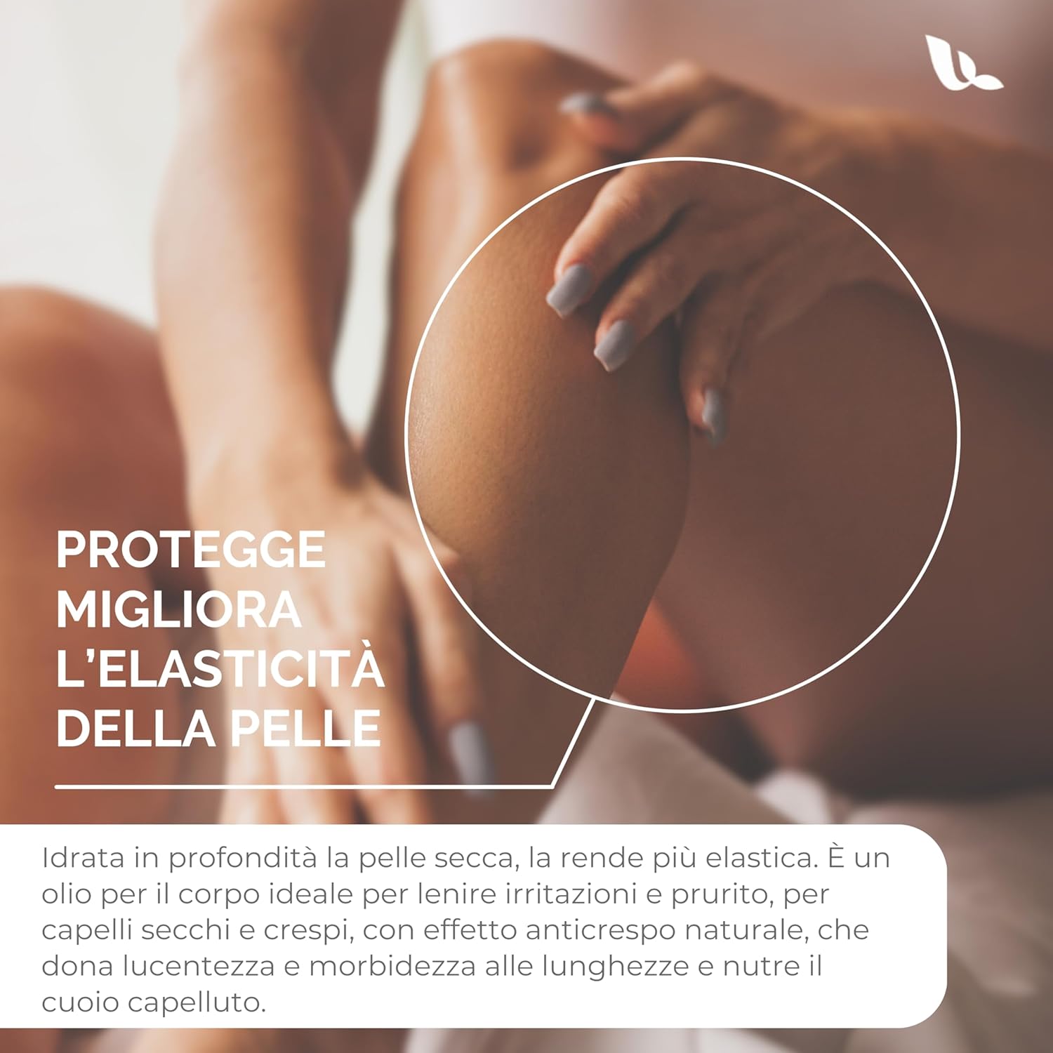 Detalle de Olio di Mandorle Dolci Leucosia 100% puro – Multiuso per corpo, viso e capelli (100 ml)