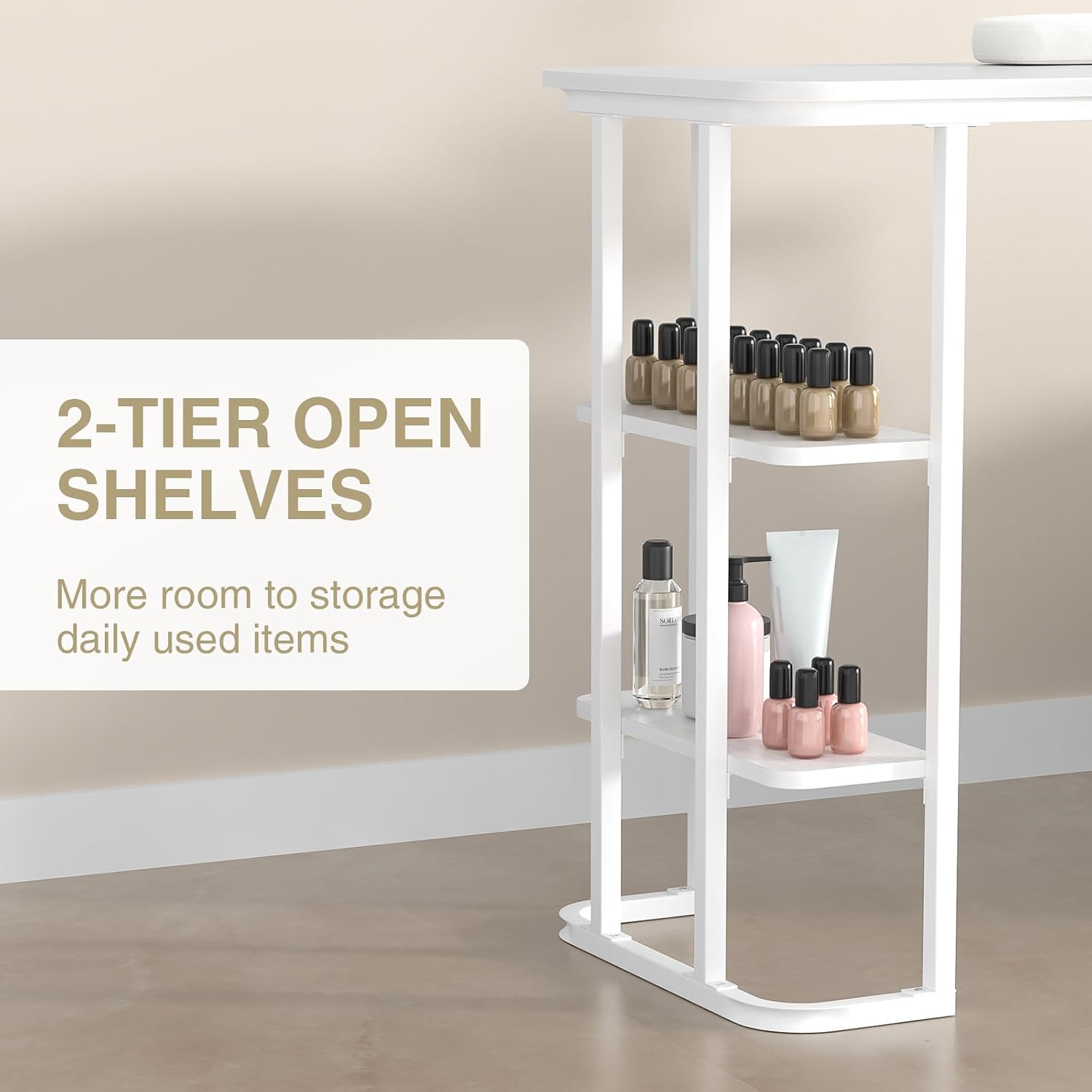 Detalle 2 de Giluta GT047 Manicure Nail Table with Wrist Rest, Storage and Locking Casters